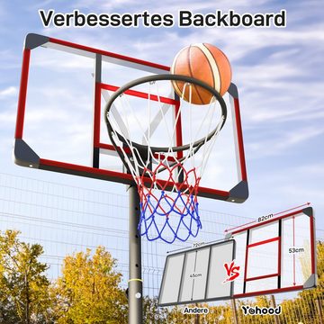 Yohood Basketballkorb 147–260cm Indoor Outdoor Basketballständer für Teenager mit Rollen