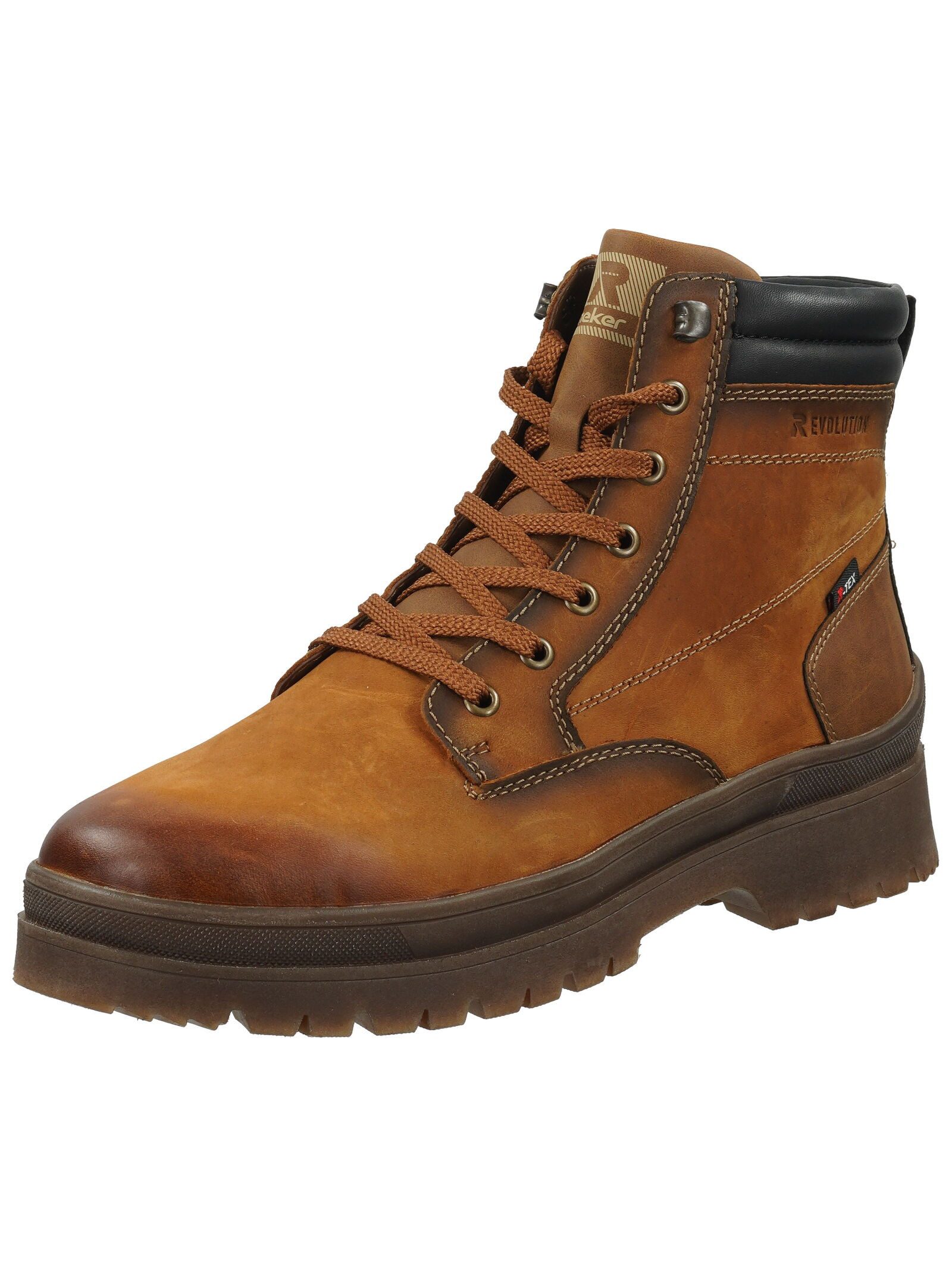 Stiefelette Leder/Textil Schnürstiefelette