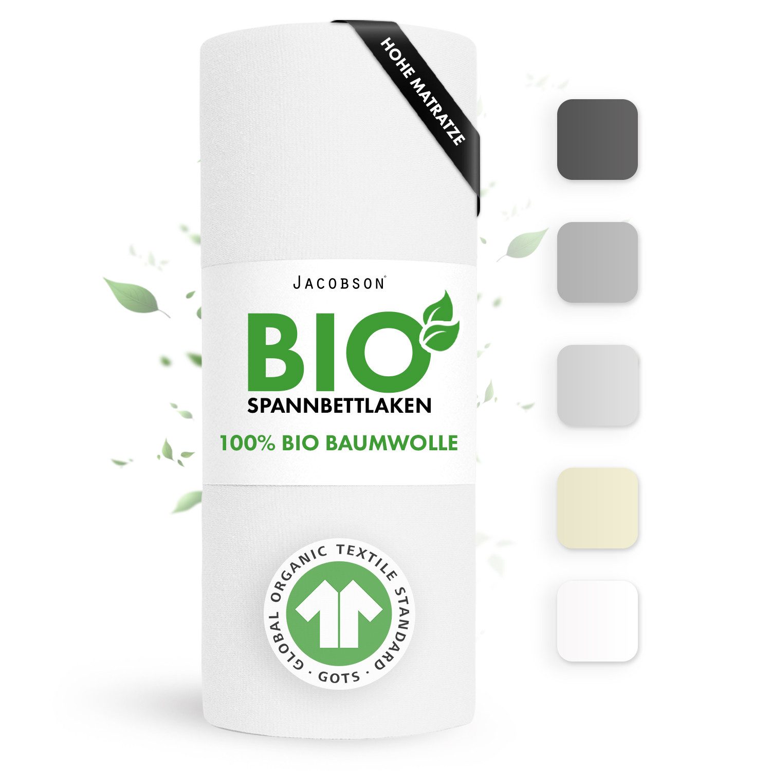 Jacobson Spannbettlaken BIO, Jersey Spannbetttuch, Bettlaken 160 g/m², 100% günstig online kaufen