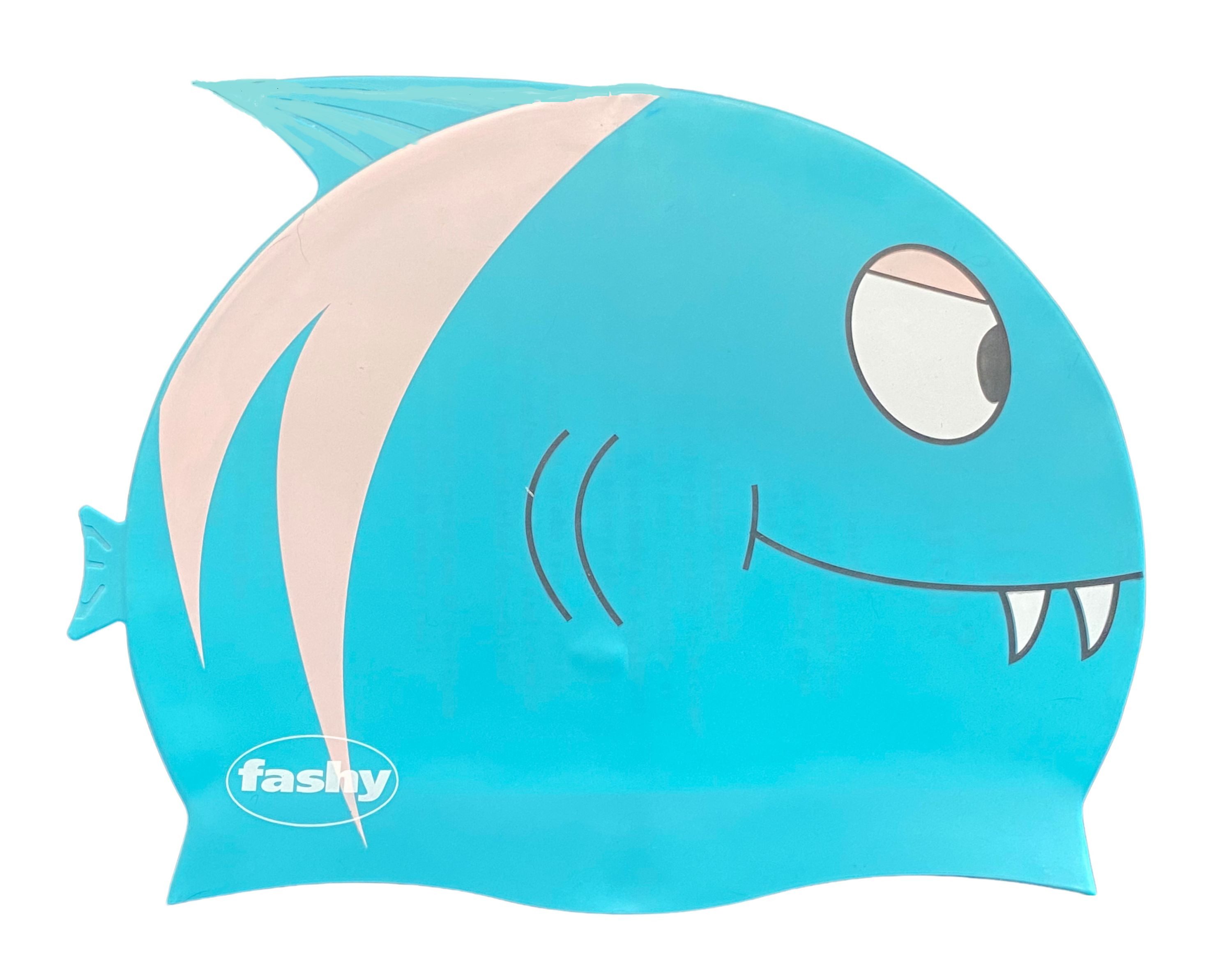 Fashy Badekappe Fashy Kinder Badehaube Badekappe Schwimmhaube Silikon Hai Fisch