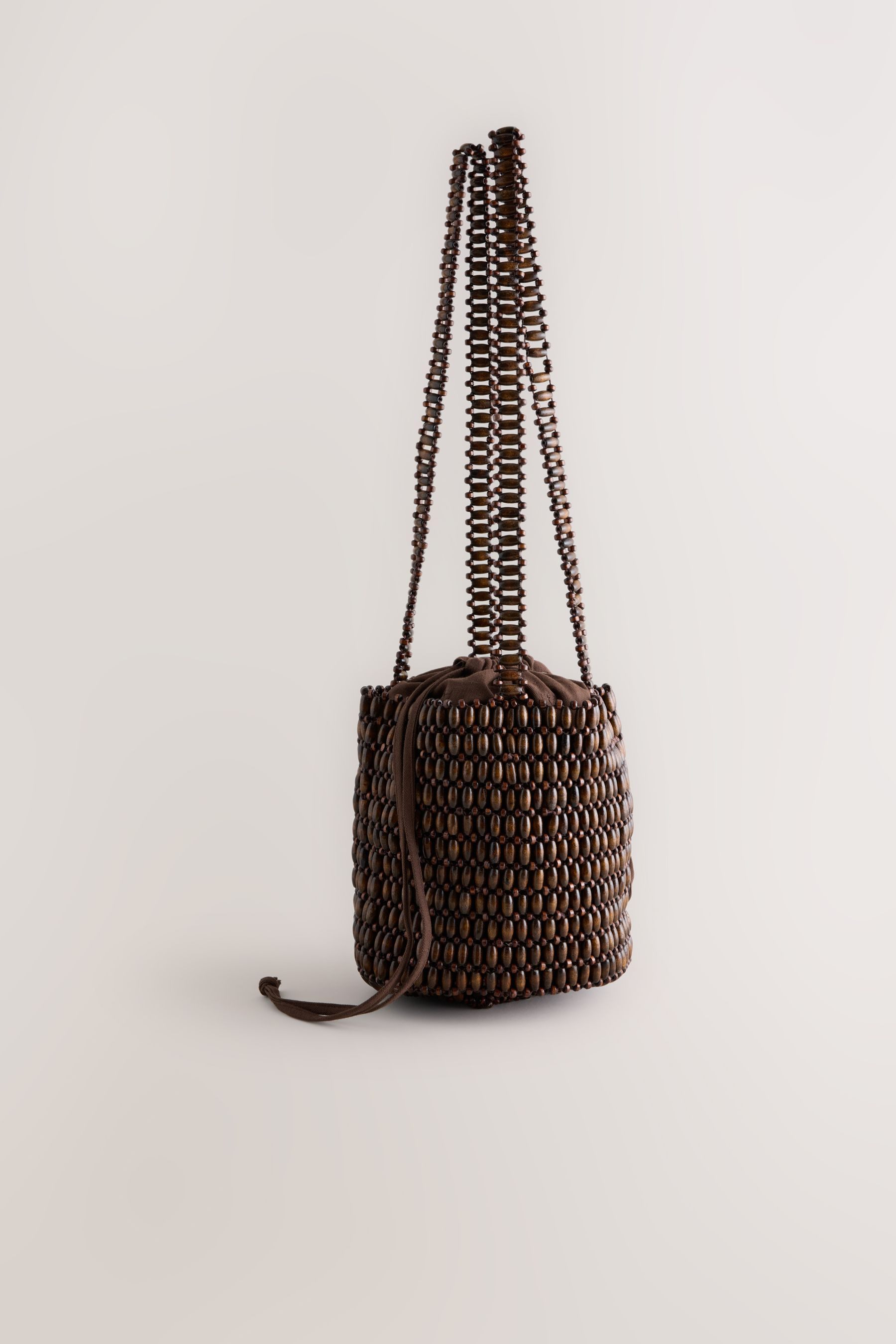 Schultertasche Schultertasche mit Holzperlen