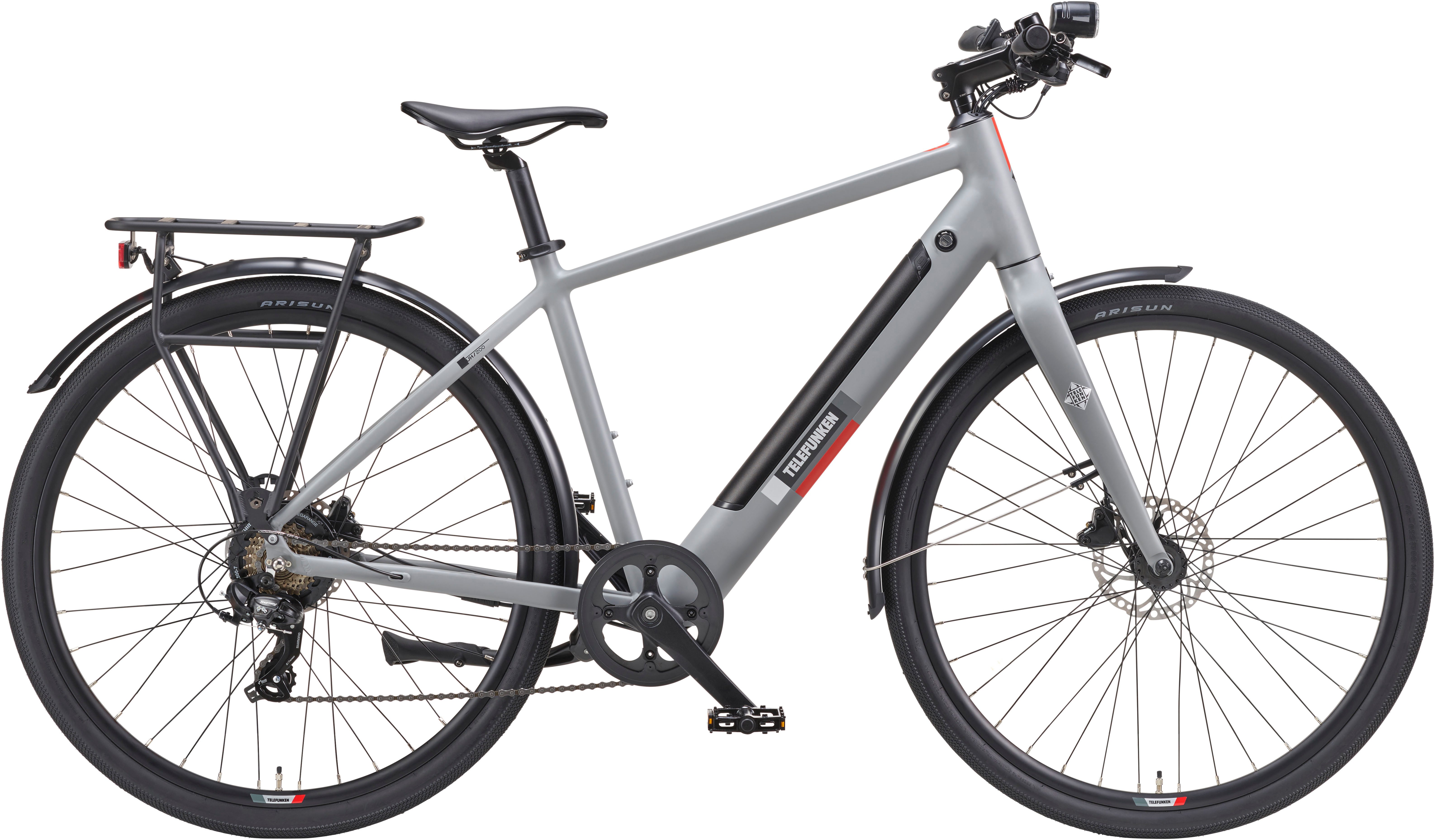 Telefunken E-Bike Cityrad UH200, 7 Gang Shimano, Kettenschaltung, Heckmotor, 475,2 Wh, (28 Zoll, Straßenzulassung, Scheibenbremsen, leichtes E-Bike ca. 20 kg), Pedelec, Elektrofahrrad für Herren u. Damen, Urbanbike