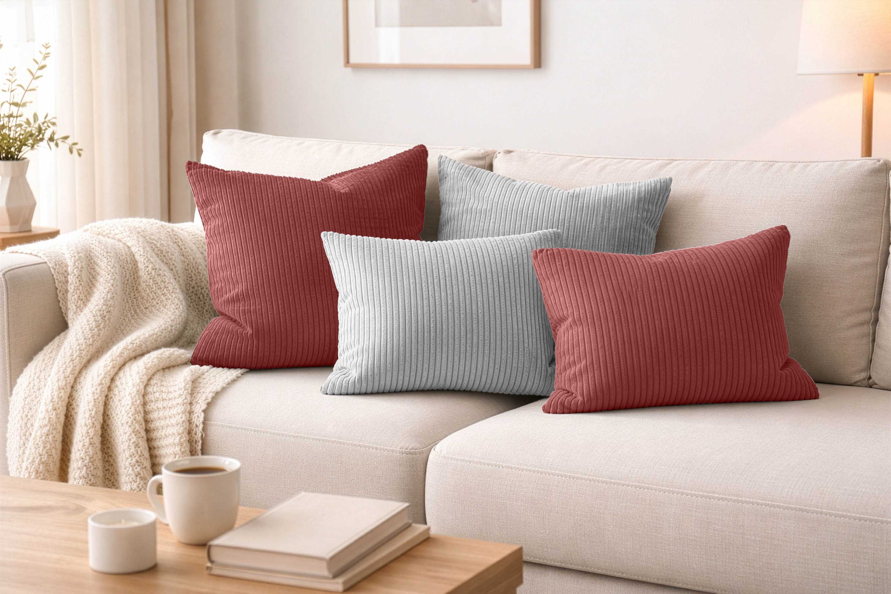 Amilian Dekokissen - Kissen Set 4er - Sofakissen mit Füllung 2x 50x50 + 2x 35x45cm, (4 Stück) Kuschelkissen - Zierkissen mit Kissenfüllung - Couchkissen
