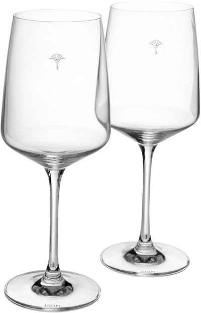 Joop! Weißweinglas »JOOP! SINGLE CORNFLOWER«, Kristallglas, mit einzelner Kornblume als Dekor, 2-teilig