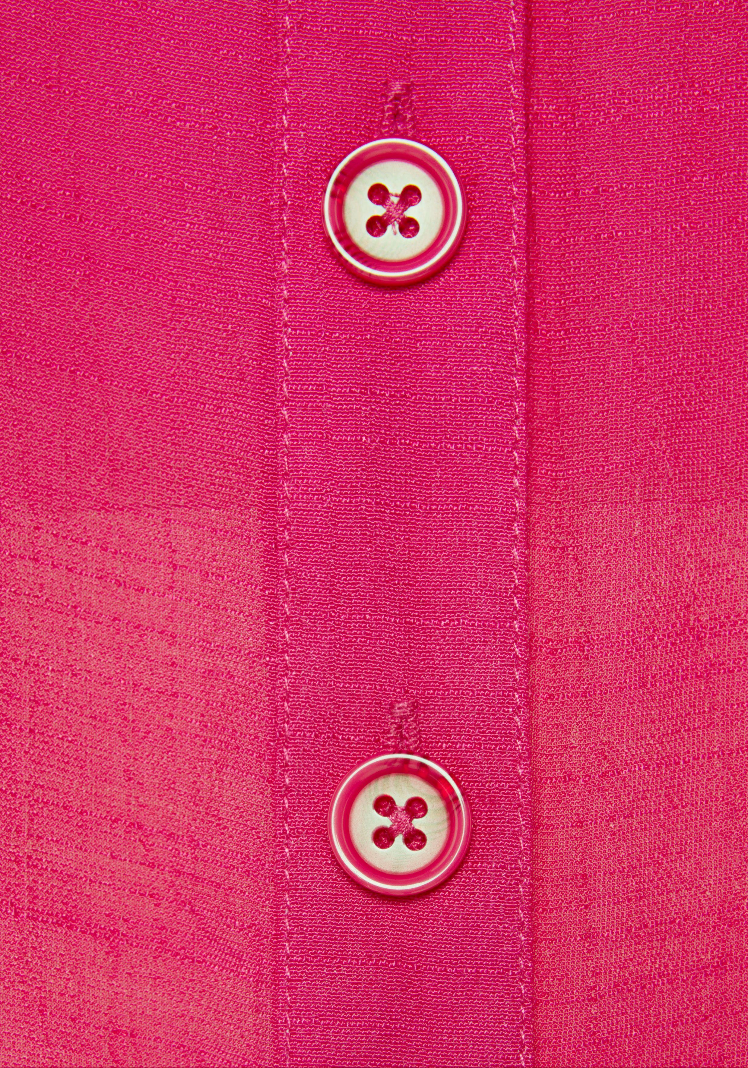 mit Kurzarmbluse Hemdbluse, Vivance Knopfleiste, pink und Strandmode Hemdkragen