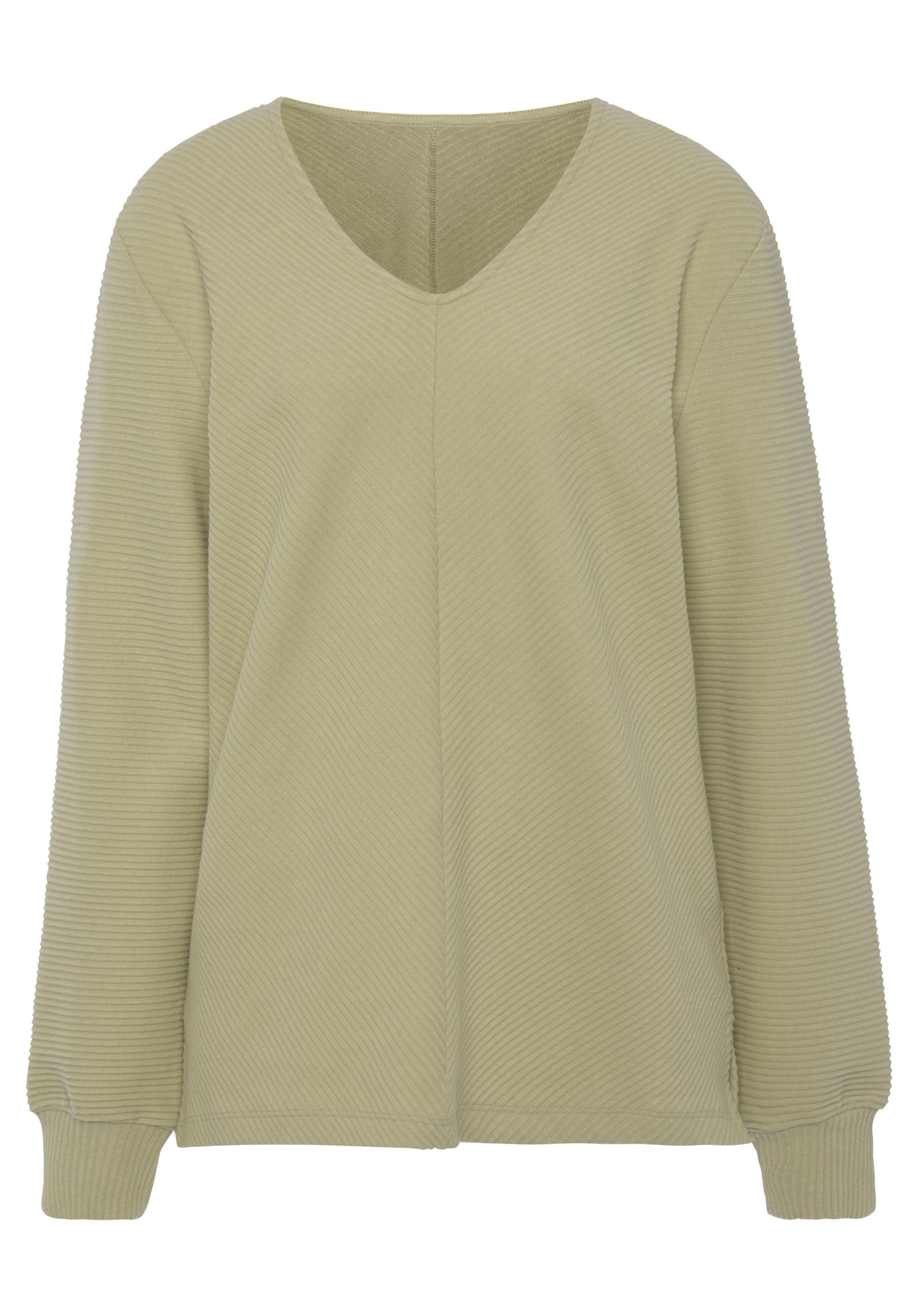 s.Oliver Sweatshirt Langarmshirt mit V-Ausschnitt und weiche Rippbündchen, Loungewear. € 39,99