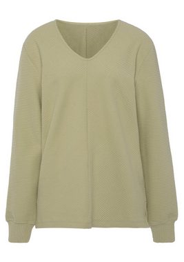 s.Oliver Sweatshirt -Langarmshirt mit V-Ausschnitt und weiche Rippbündchen, Loungeanzug