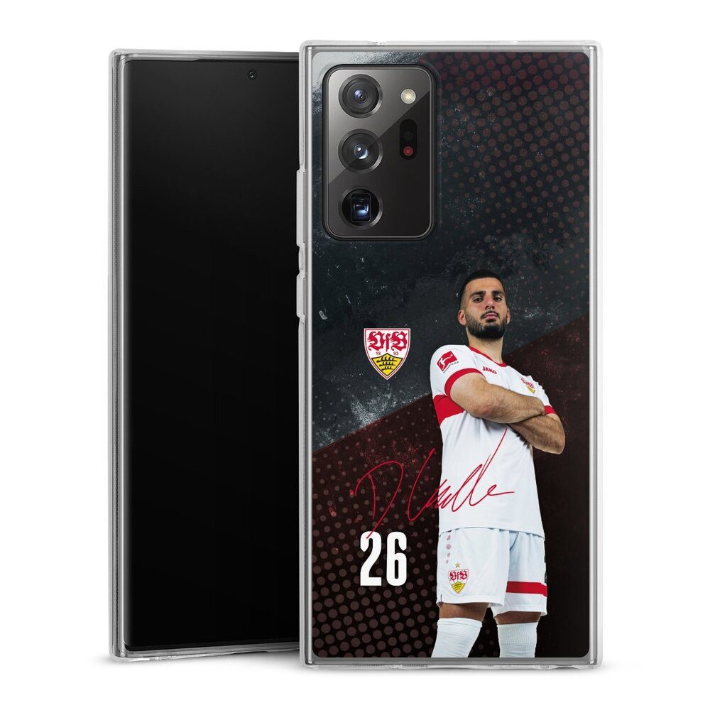 DeinDesign Handyhülle VfB Stuttgart Deniz Undav Offizielles Lizenzprodukt Deniz Undav 24/25, Samsung Galaxy Note 20 Ultra Silikon Hülle Bumper Case