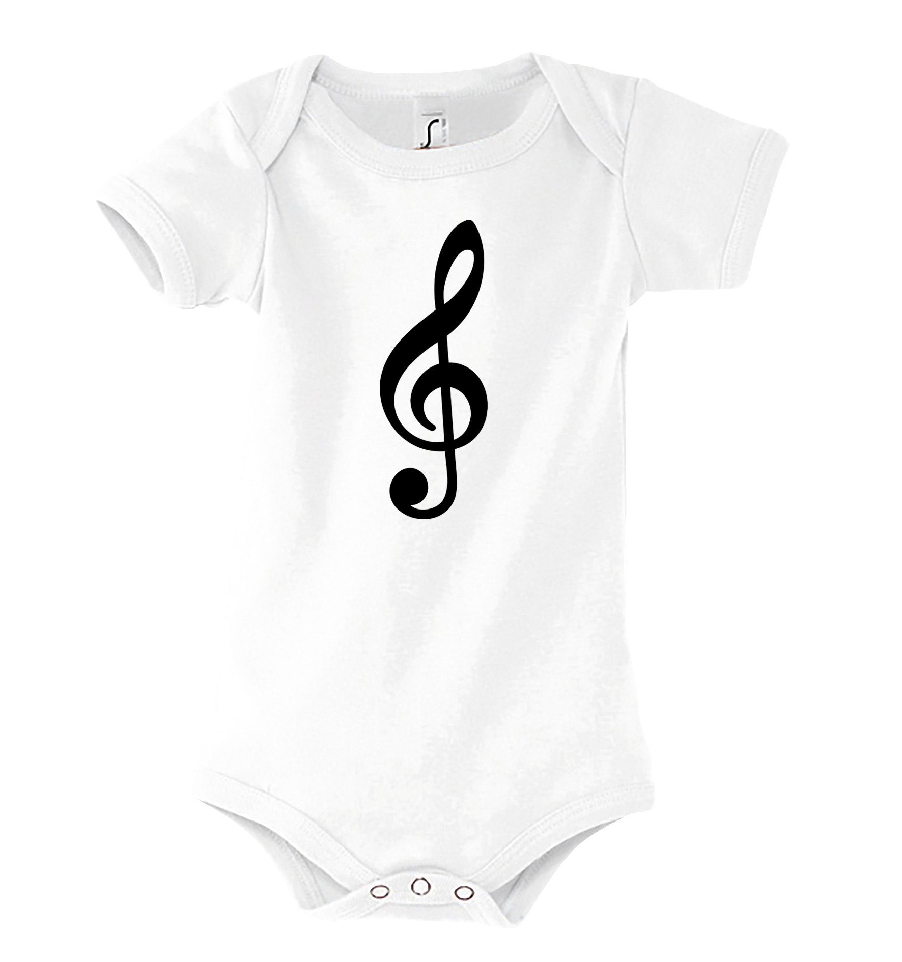 Kurzarmbody Baby Body Strampler Notenschlüssel