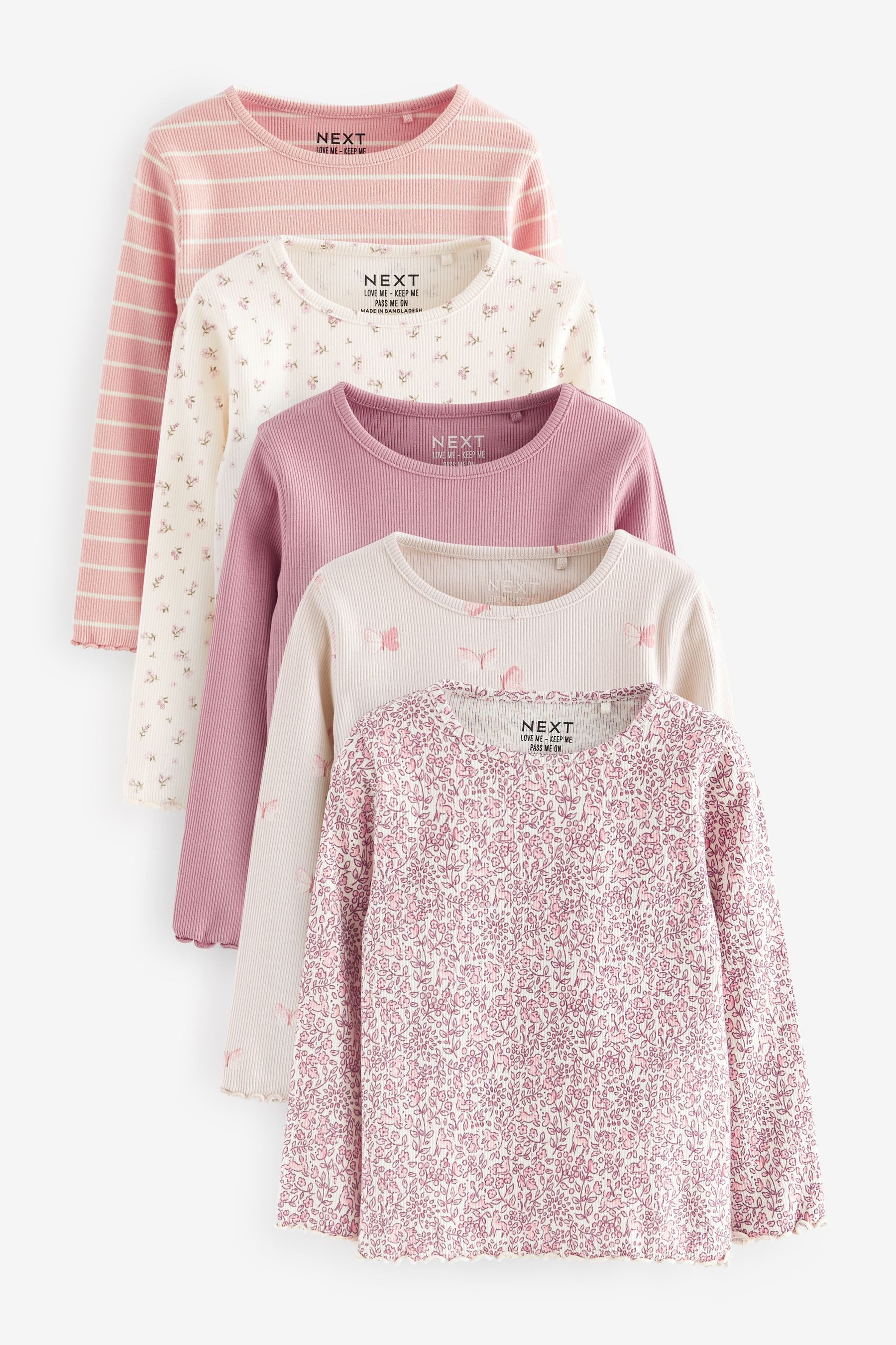 Next Langarmshirt 5er-Pack gerippte Langarmoberteile (5-tlg)
