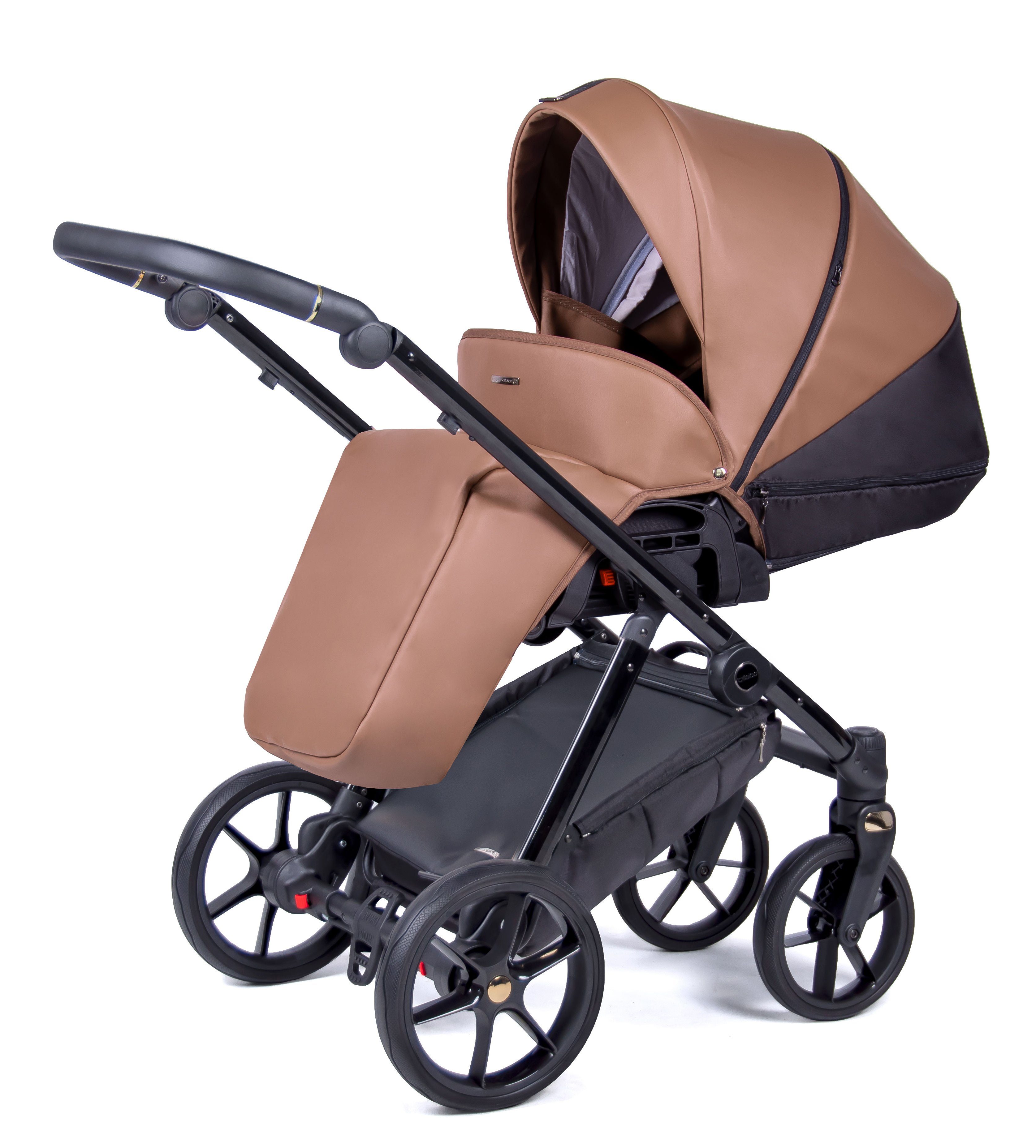 Designs in babies-on-wheels 1 Kinderwagen-Set Braun 12 14 schwarz Kombi-Kinderwagen Premium Teile 2 - in - = Axxis Gestell