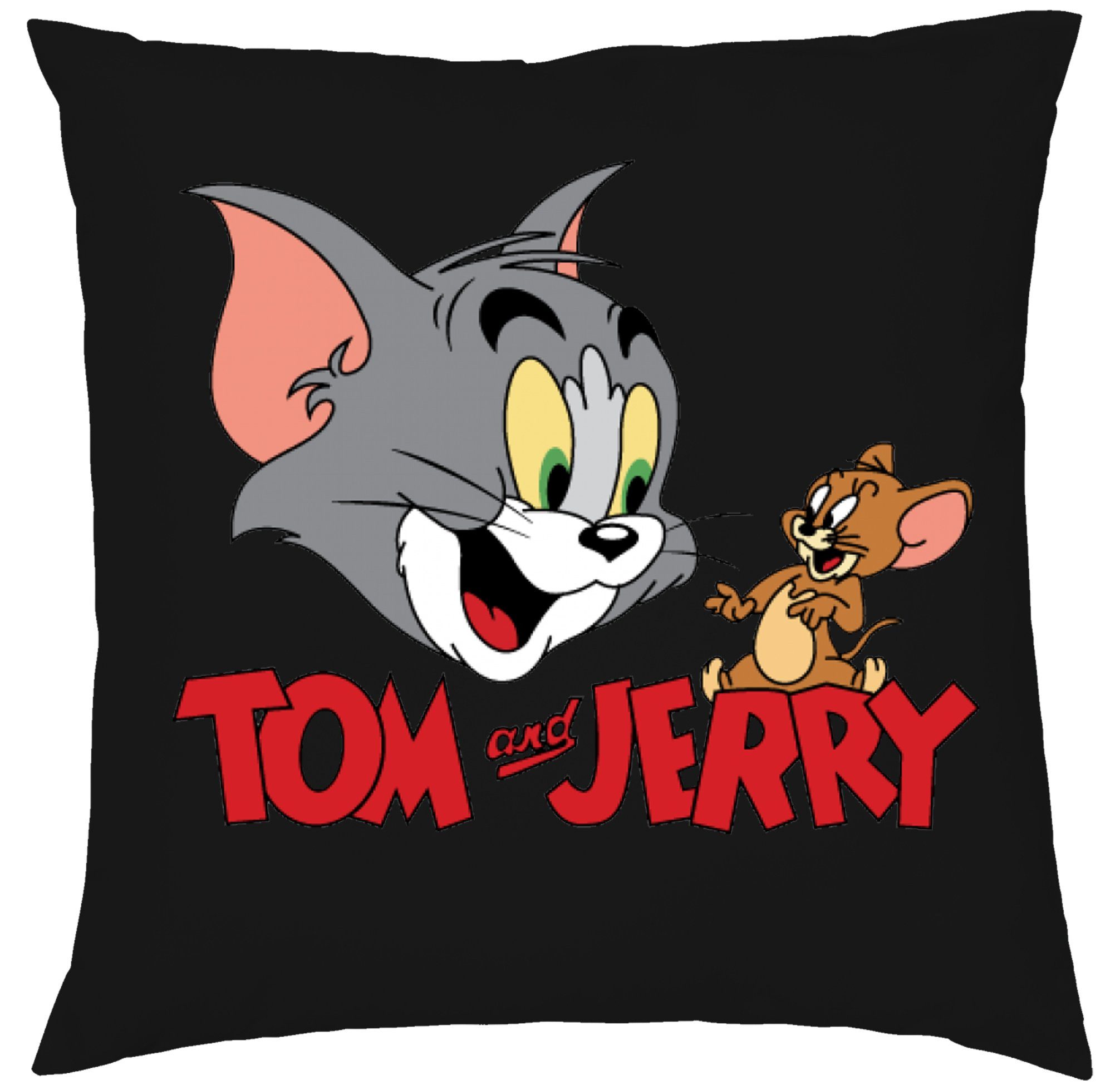 Blondie & Brownie Dekokissen Tom Jerry Cartoon Comic Käse Katze Maus Kissen mit Füllung Schwarz