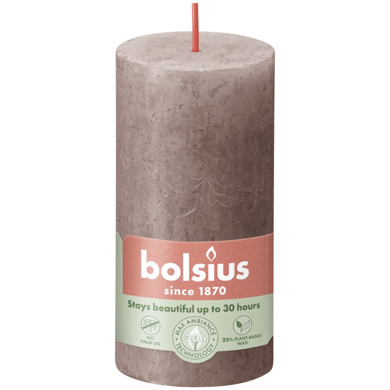 Bolsius Stumpenkerze Bolsius Rustik-Kerze 100/50 mm Rustikales Taupe günstig online kaufen