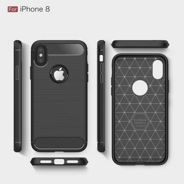 König Design Handyhülle Apple iPhone X, Apple iPhone X / iPhone XS Handyhülle Carbon Optik Backcover Grau