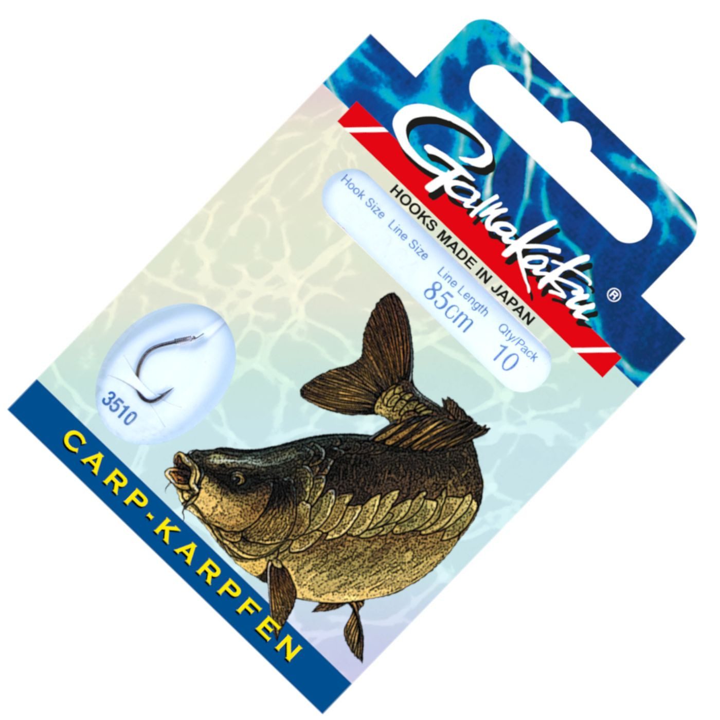 Karpfenhaken Gamakatsu Carp LS-3510 Haken 85cm - 10 gebundene Karpfenhaken
