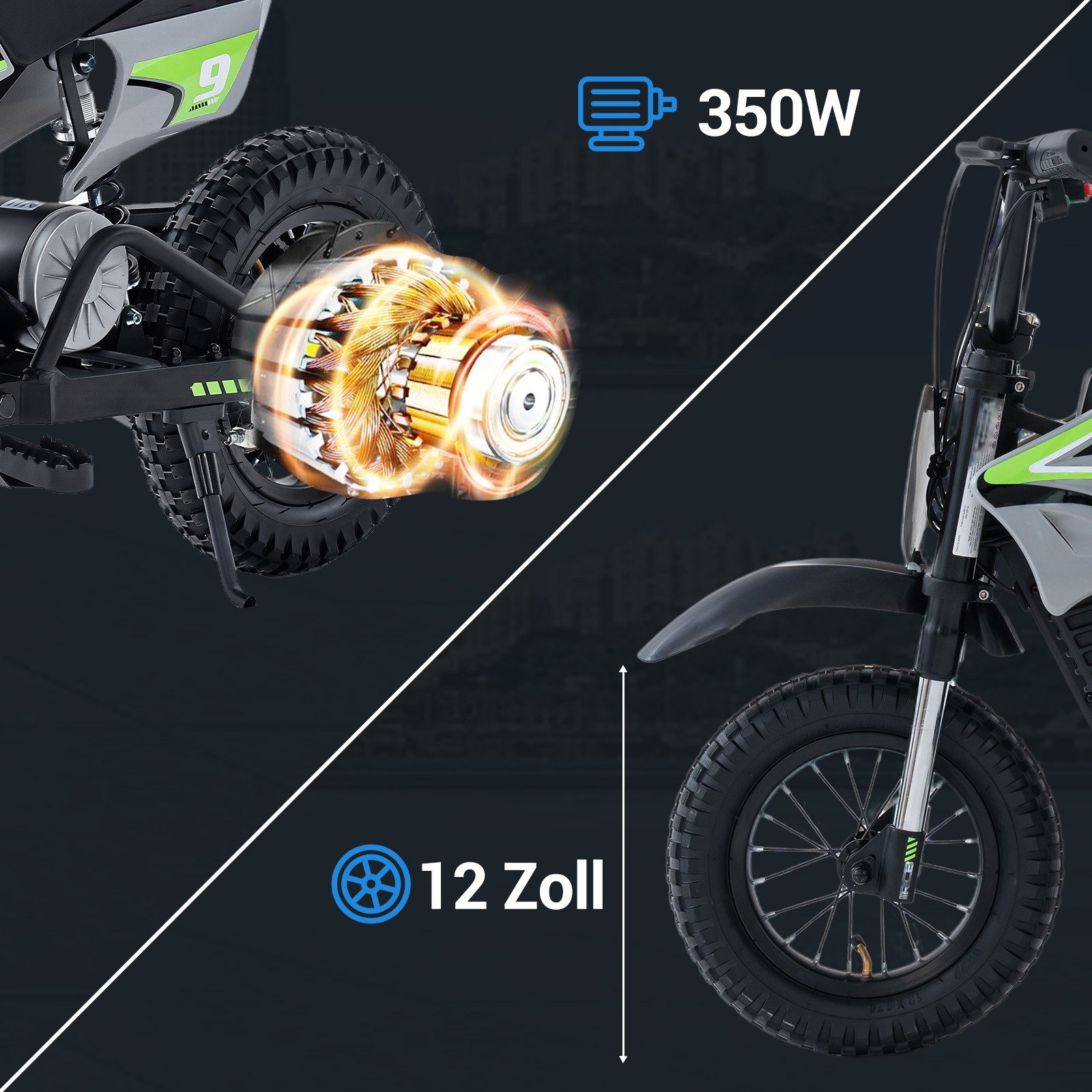 RCB Elektro-Kindermotorrad R9X PRO,3 Geschwindigkeiten bis 25km/h, ab 4 Jahren,mit Schlüsselstart, Belastbarkeit 80 kg, LED-Licht