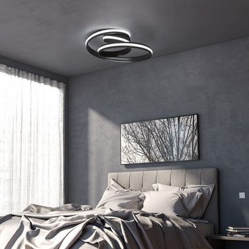 WOFI LED Deckenleuchte, LED-Leuchtmittel fest verbaut, Warmweiß, LED Deckenleuchte dimmbar Modern Wohnzimmerleuchte Decke Ringe