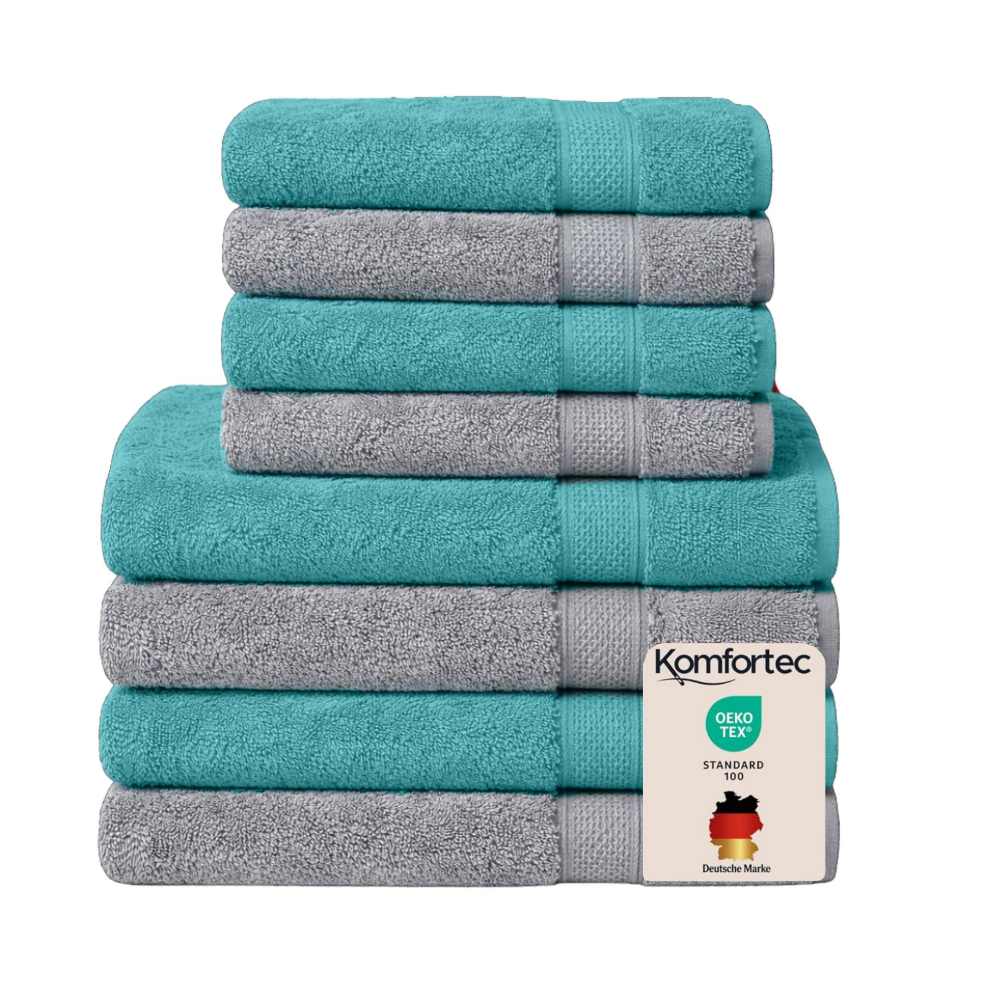 KOMFORTEC Badetücher 100% Baumwolle, 470 g/m² Frottee (8-St), Handtücher 70x140