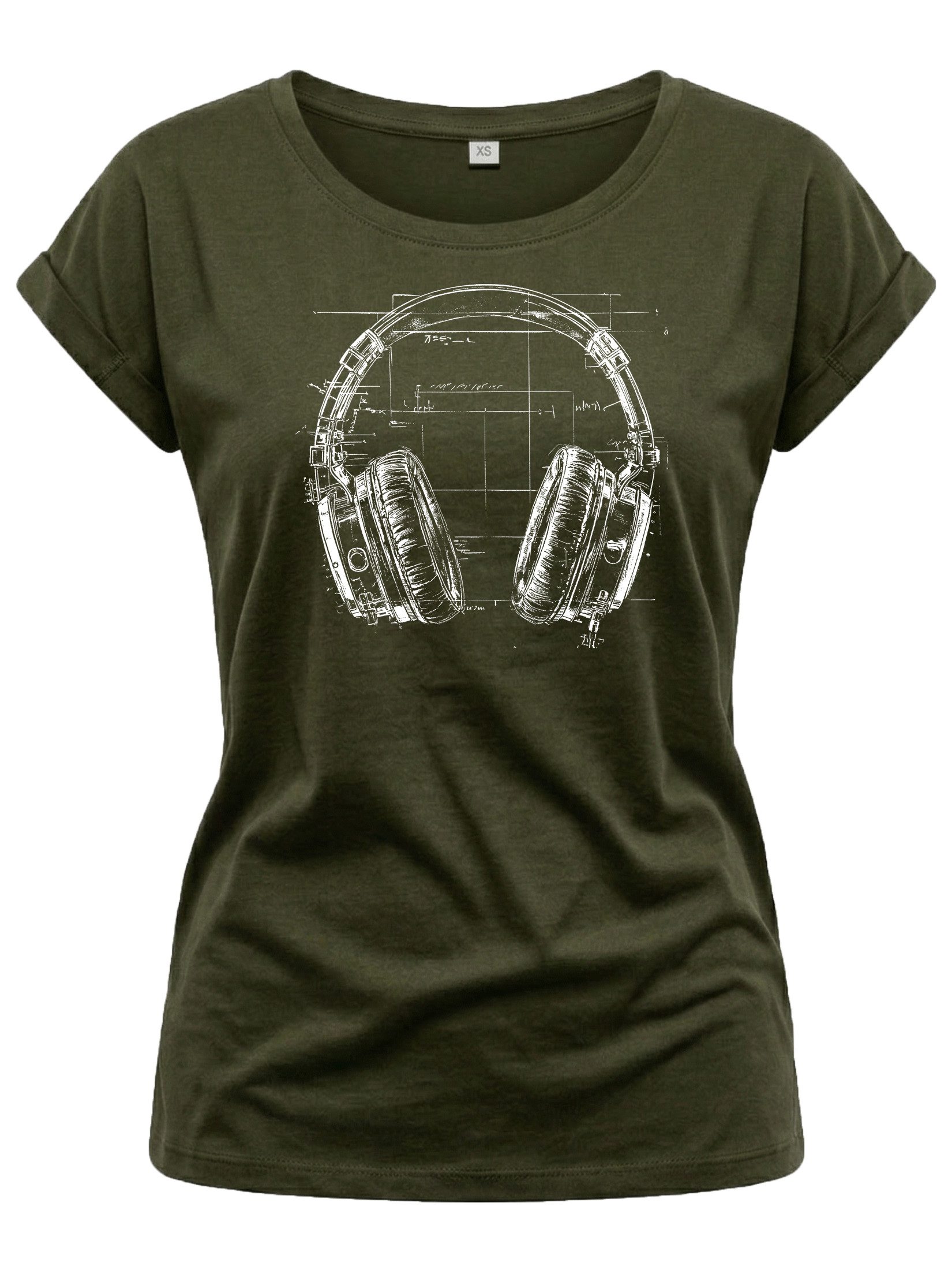 Print-Shirt Damen Kopfhörer Motiv Hipster Musik Top Hip Hop Outfit Cool