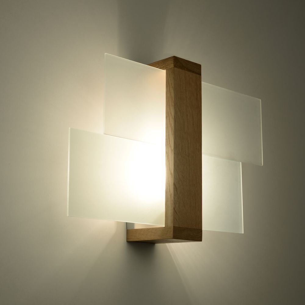 60W, Leuchtmittel Angabe, Wandleuchte, keine und Wandleuchte Weiß warmweiss, Glas enthalten: Wandlampe, Andrea Nein, max. Wandlicht Holz hellem Wandleuchte, famlights aus in E27