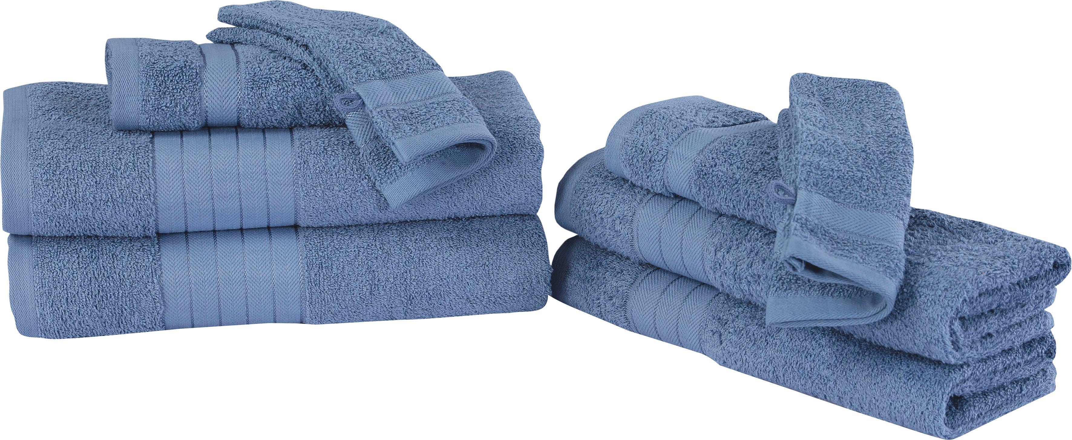 good morning Handtuch Set Uni, Frottee, (Set, 8-tlg), mit Webrand eisblau | Handtuch-Sets