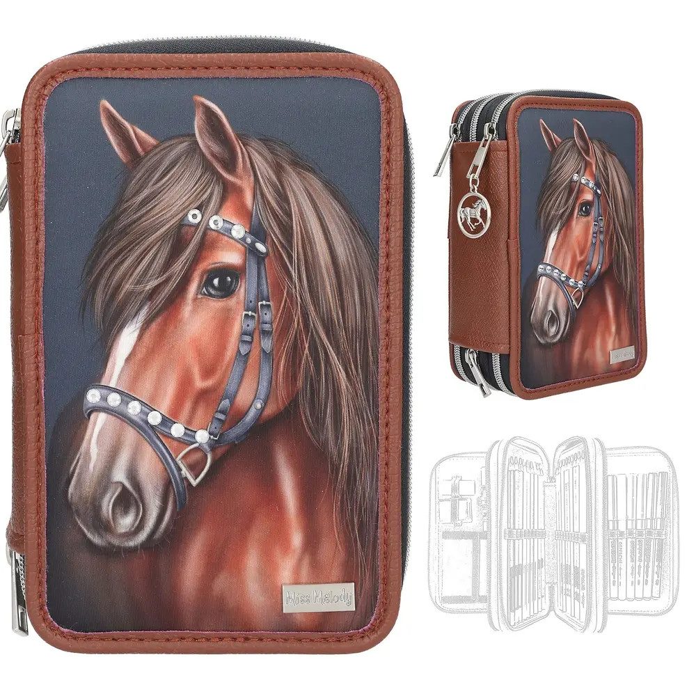 Depesche Kinderrucksack Miss Melody 3 Fach Federtasche LUXURY HORSE