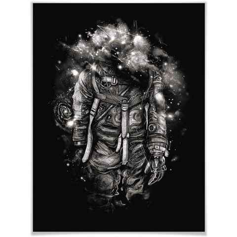 Wall-Art Poster Universum Astronaut Schwarz Galaxie, Astronaut (1 St), Poster ohne Bilderrahmen