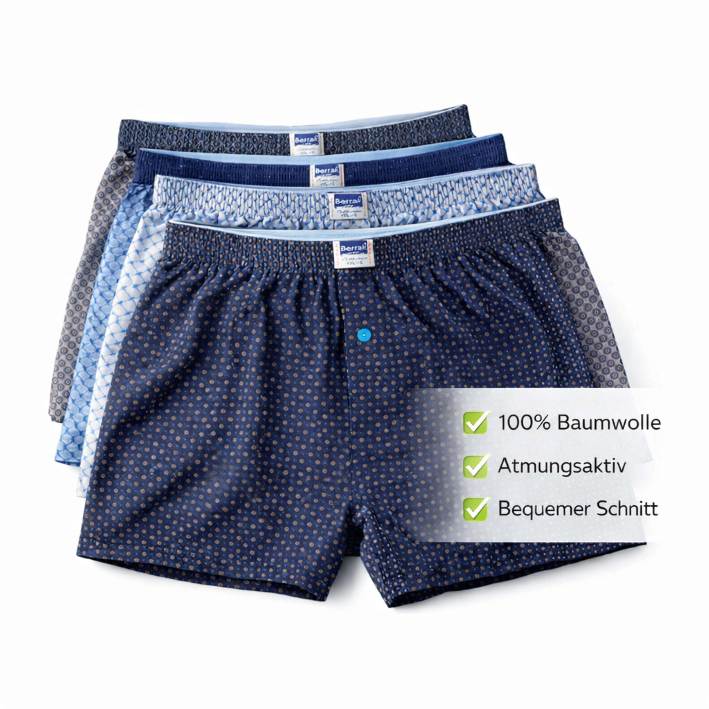 Berrak Boxershorts Herren 8er Pack aus Baumwolle Unterhosen (Spar-Set, 8-St., 8er-Pack) Premium Qualität 1054 – Bild 4 von 5