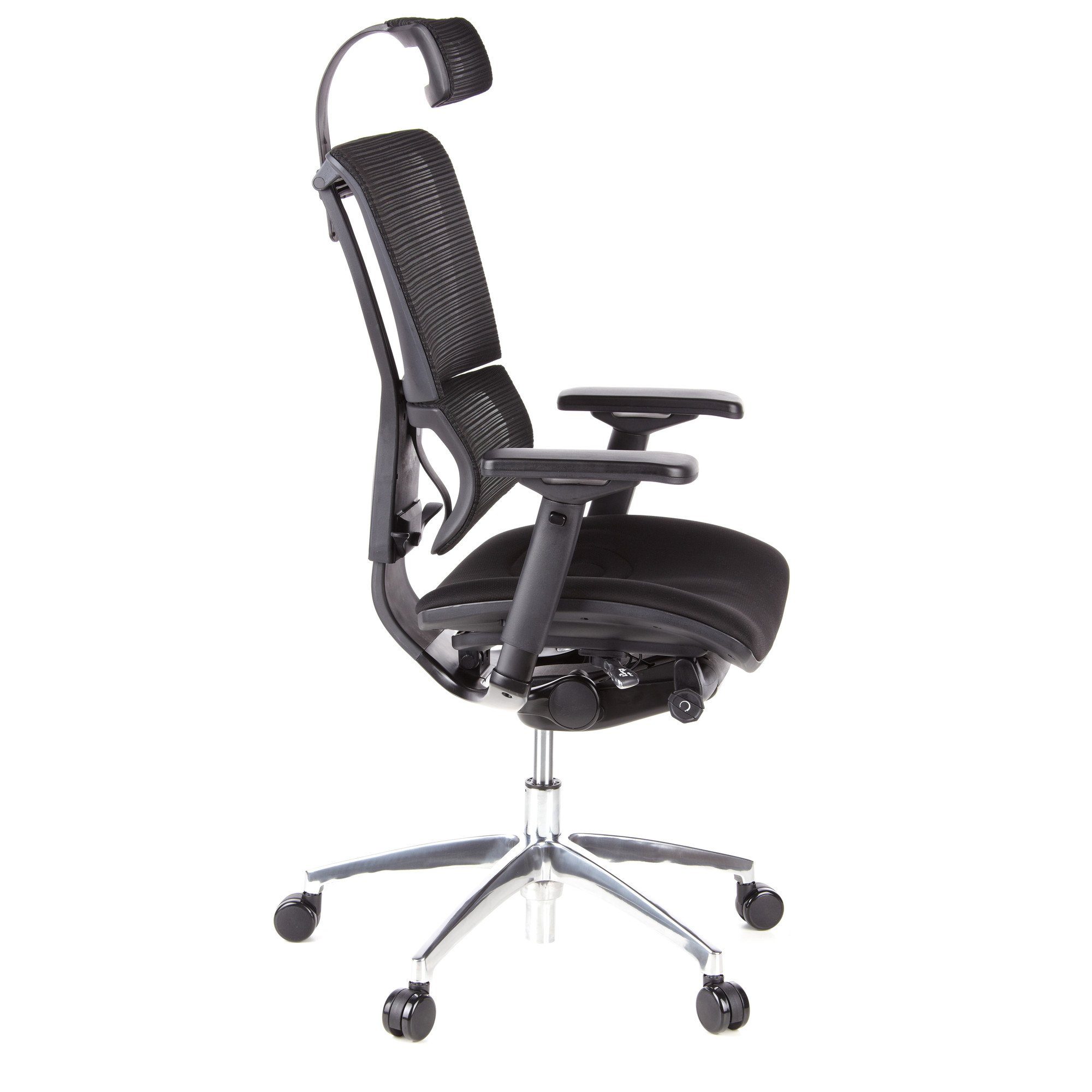 hjh OFFICE Drehstuhl SLIM Luxus Bürostuhl ERGOHUMAN (1 Chefsessel Schwarz Stoff ergonomisch St)