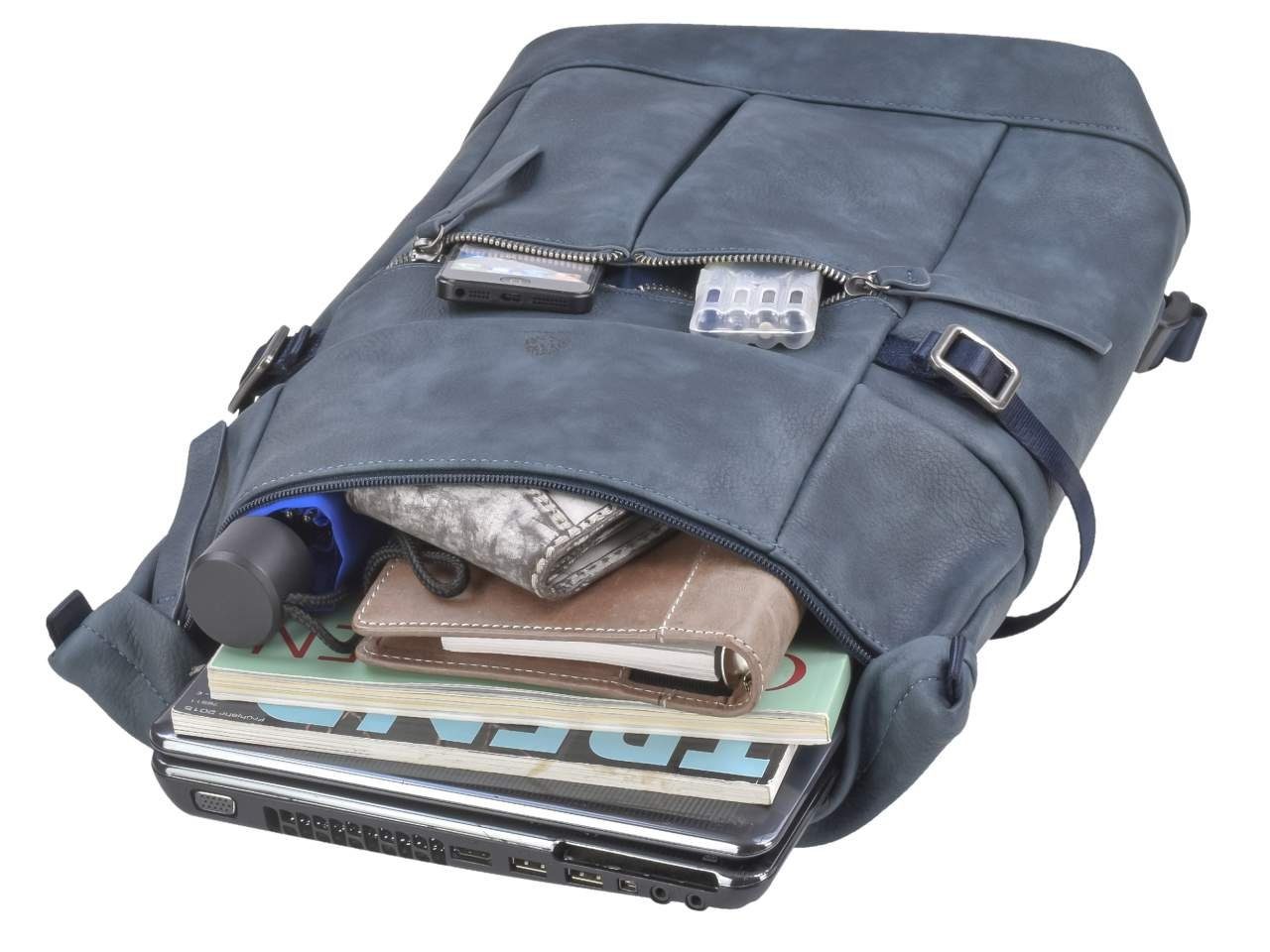 Tagesrucksack, petrol Greenburry Daypack Mad'l Notebookfach, mit 36x43cm FANNY Freizeitrucksack Damenrucksack Dasch,