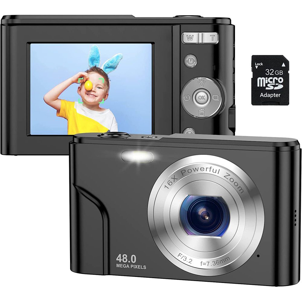 GelldG Digitalkamera Fotokamera Autofokus mit 32GB Karte 1080P 48MP HD- Kamera