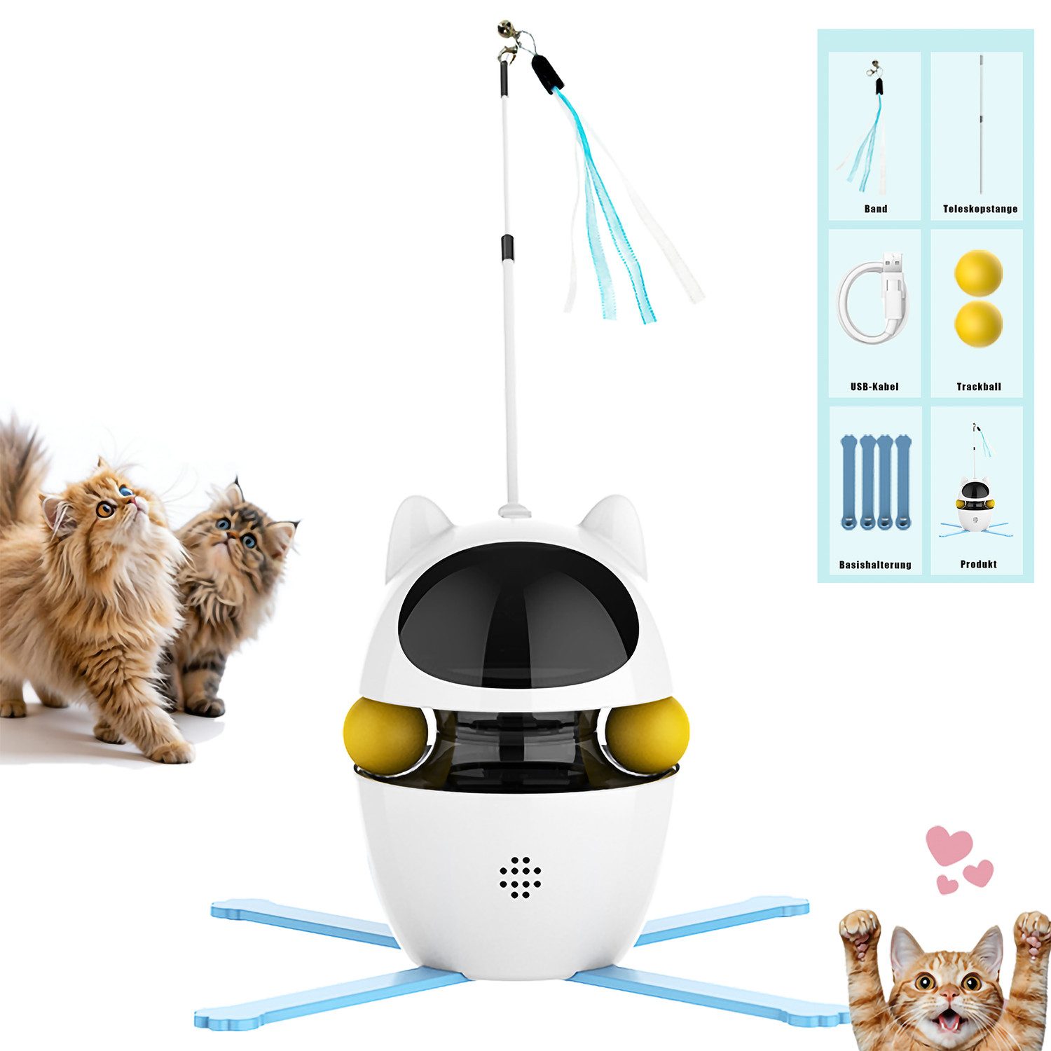 Vashoy Tier-Intelligenzspielzeug Elektrisches Katzenspielzeug, ABS, stabileres Haustier-Smart-Spielzeug (6-tlg) Infrarot-Umweltschutz und stabileres Haustier-Smart-Spielzeug
