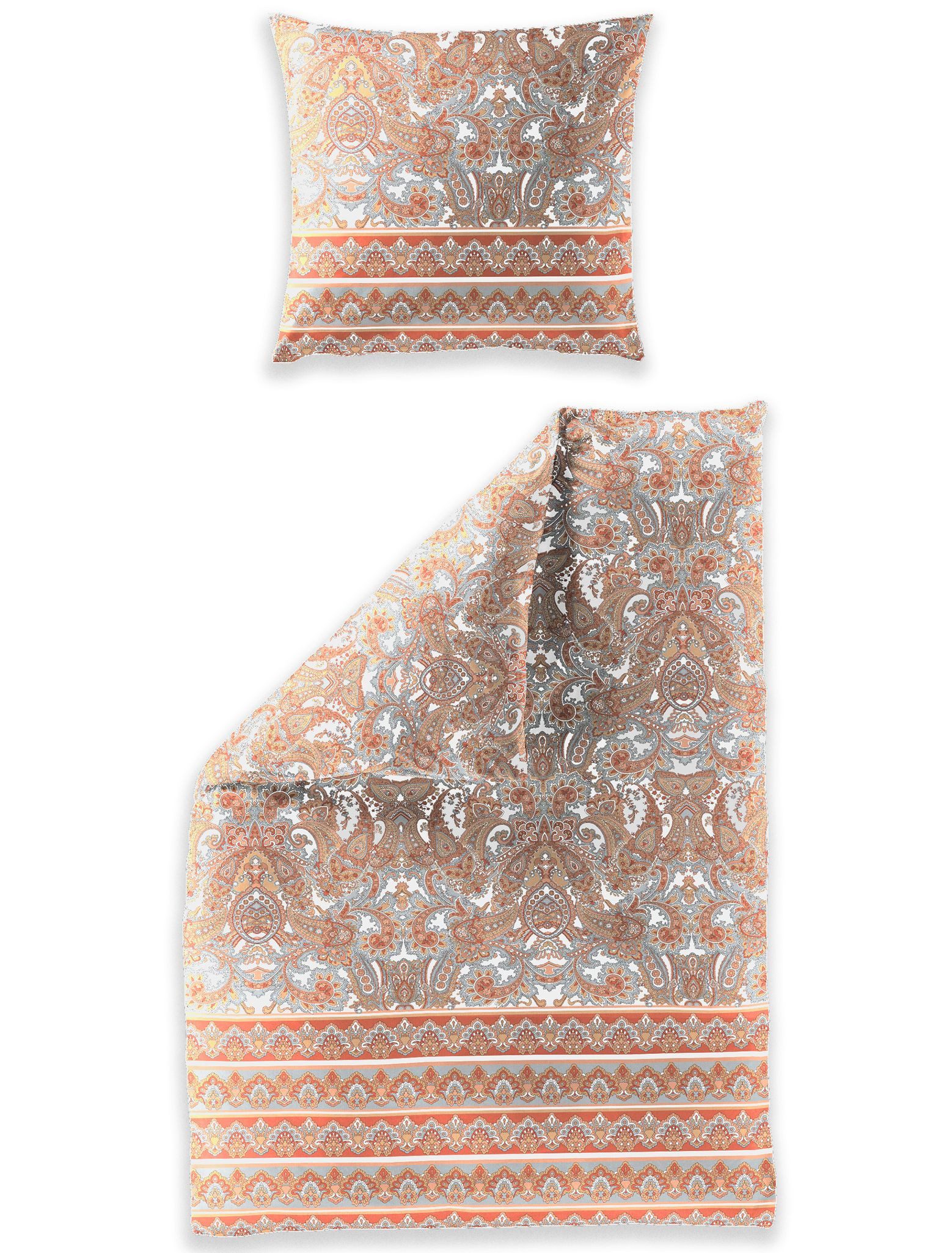JACK Bettwäsche 135x200cm, Desert Bloom, Mako-Satin, 2 teilig, orientalische Ornamente in Apricot Orange