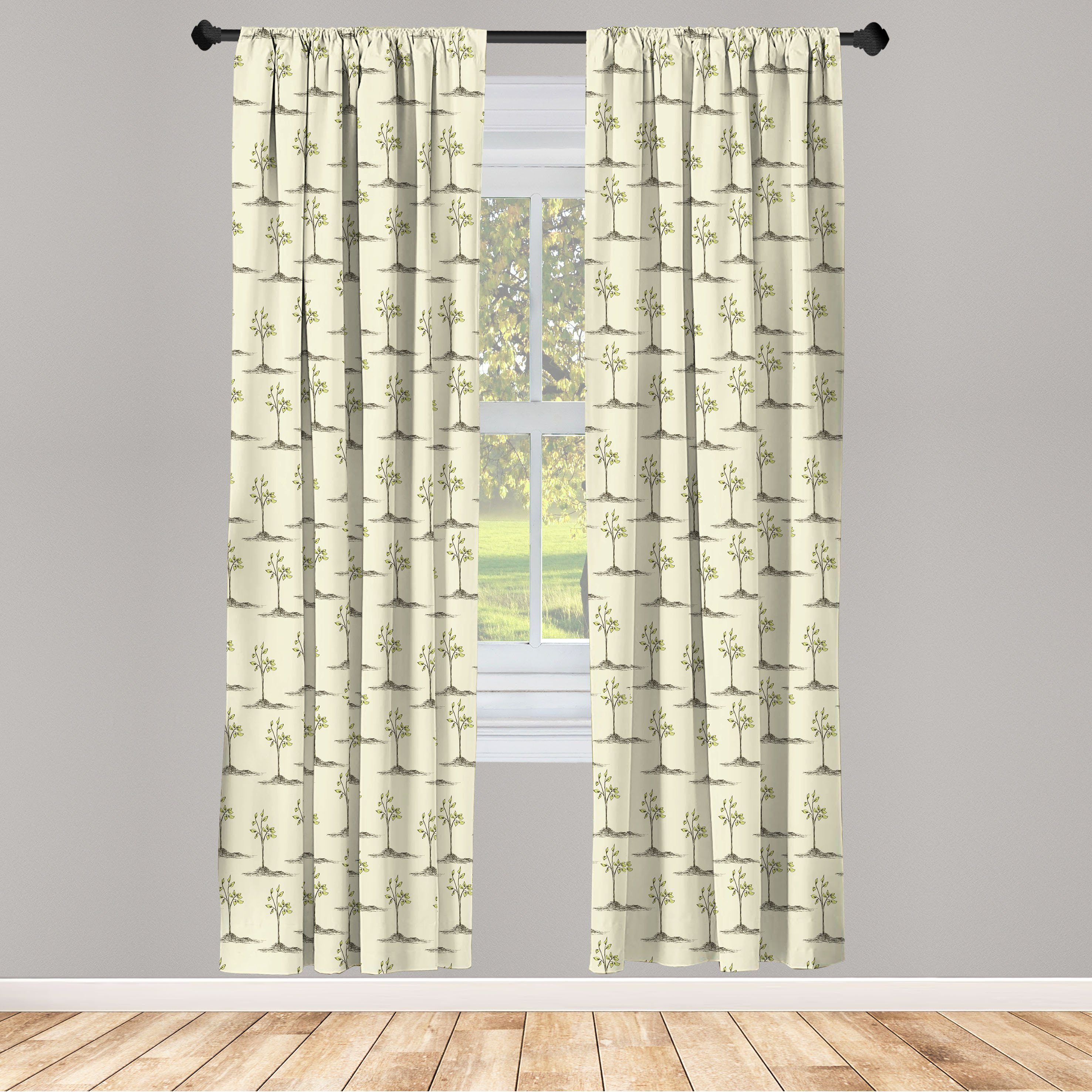 Gardine Vorhang für Wohnzimmer Schlafzimmer Dekor, Abakuhaus, Microfaser, Natur Spring Garden Sketchy Bäume
