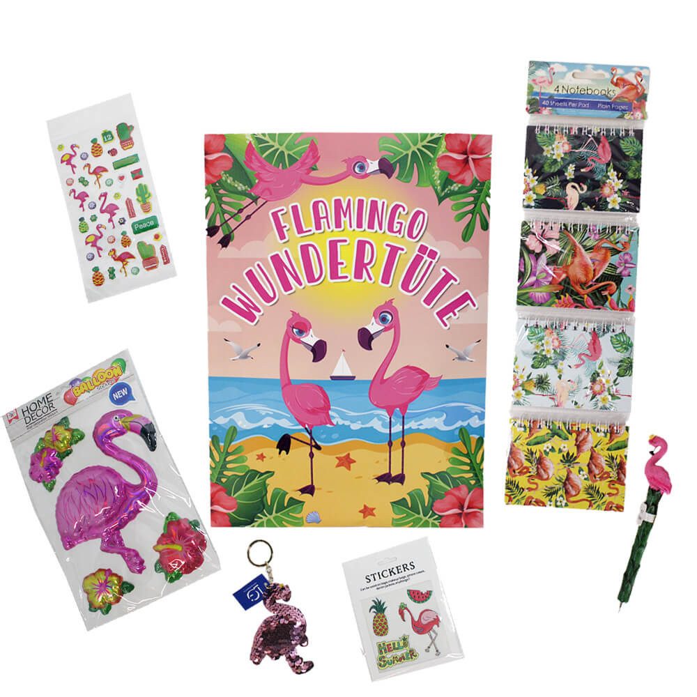 BEMIRO Wundertüte 4er Set Flamingo Wundertüte gefüllt