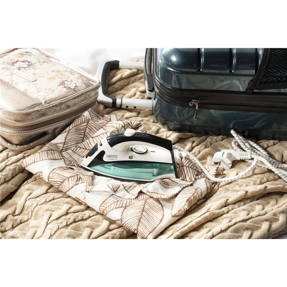 Camry Reise-Dampfbügeleisen CR 5024 kompaktes Reisebügeleisen mit klappbarem Griff, 1500 W, Temperaturregelung, Sprühfunktion, leicht für Reise, Urlaub, weiß/blau