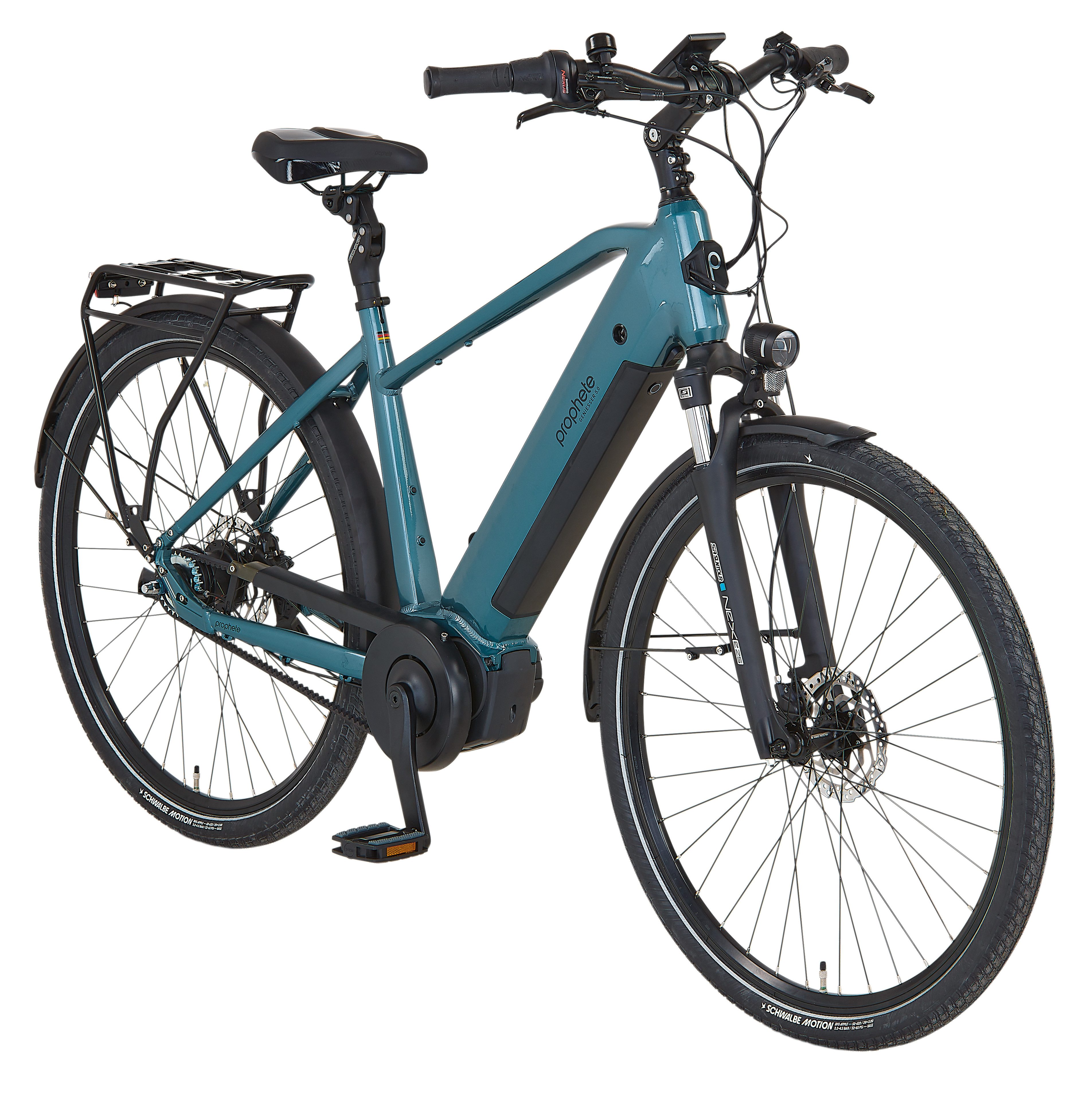Prophete E-Bike Cityrad Geniesser 5.0 mit Gates Riemenantrieb, 7 Gang Shimano Nexus Schaltwerk, Nabenschaltung, Mittelmotor, 540 Wh, Suntour Parallelogramm Federsattelstütze