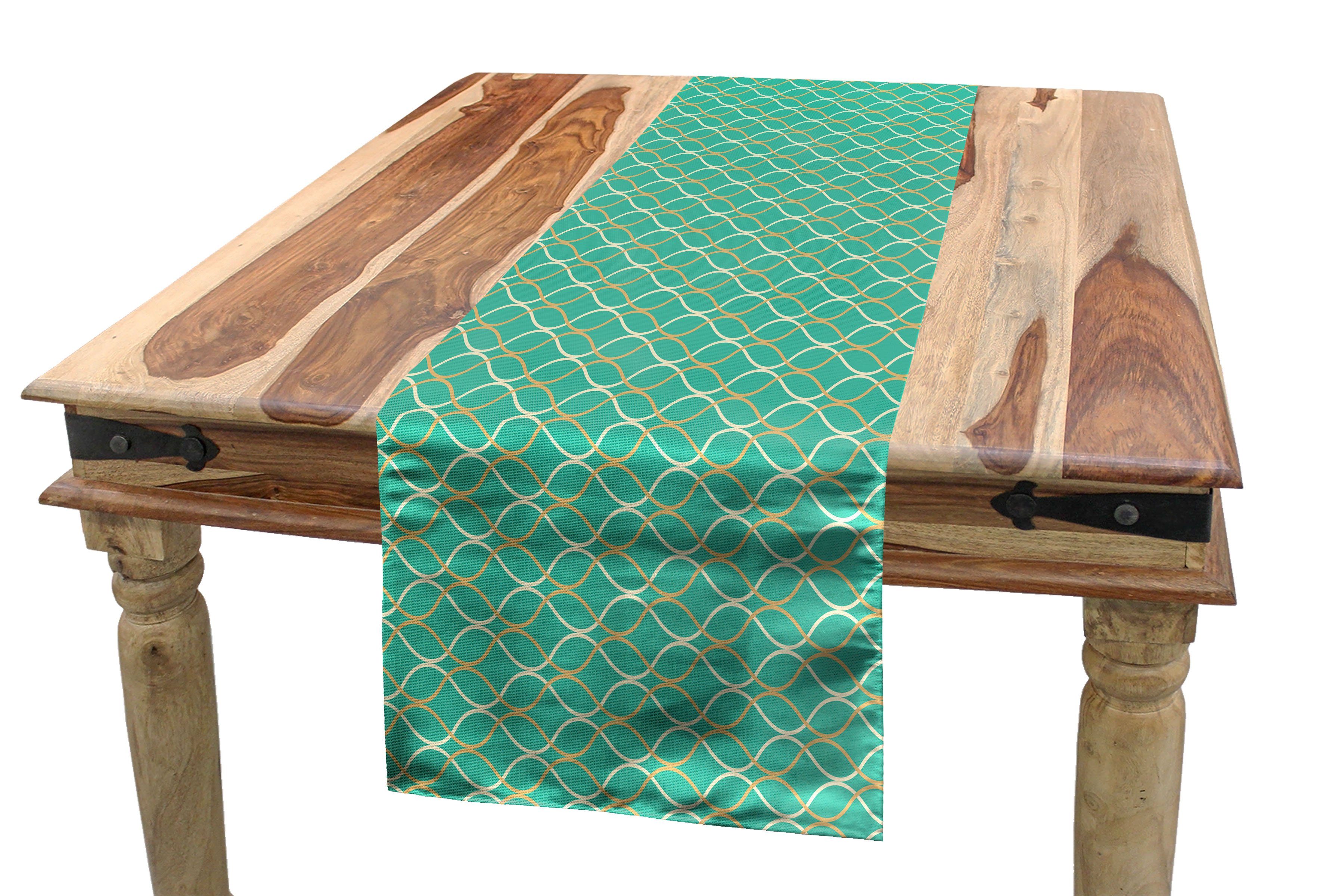 Abakuhaus Tischläufer Esszimmer Küche Rechteckiger Linien Tischläufer, horizontale Wellenförmige Dekorativer Modern
