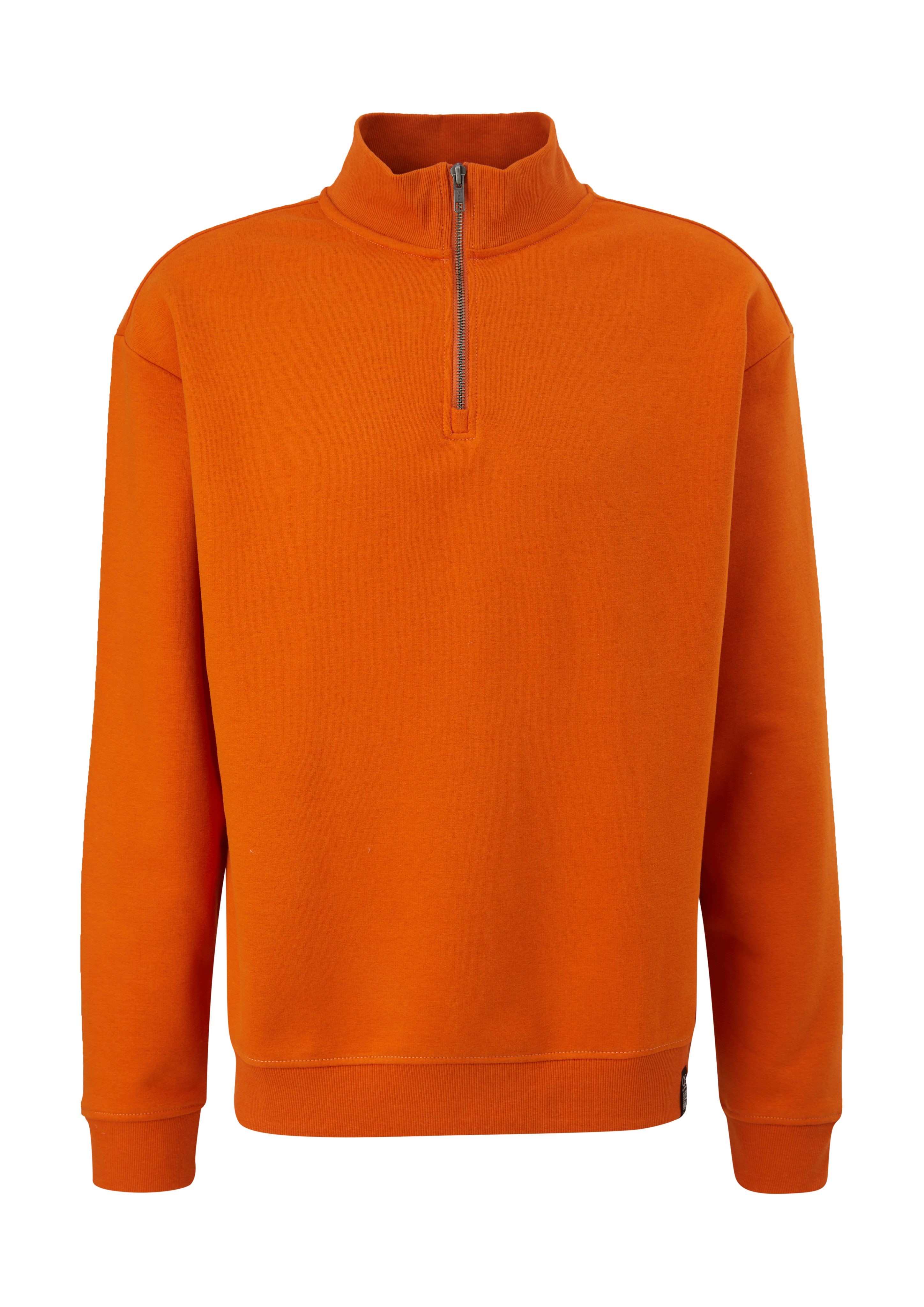 Reißverschluss orange Sweatshirt mit QS Sweatshirt