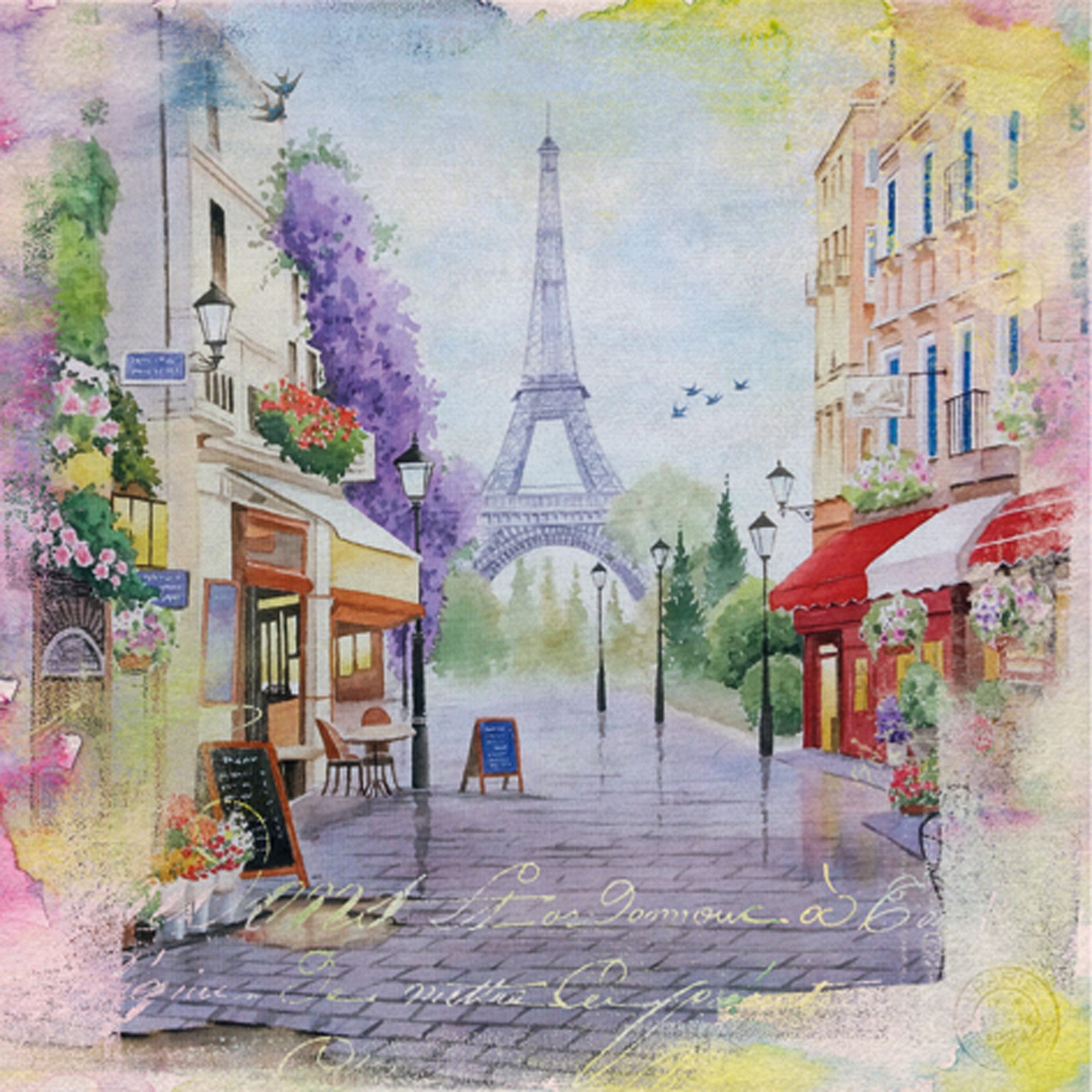 ti-flair Papierserviette, Servietten Papier 33x33cm 3-lagig Stadtteil Paris Eiffelturm 20 Stück