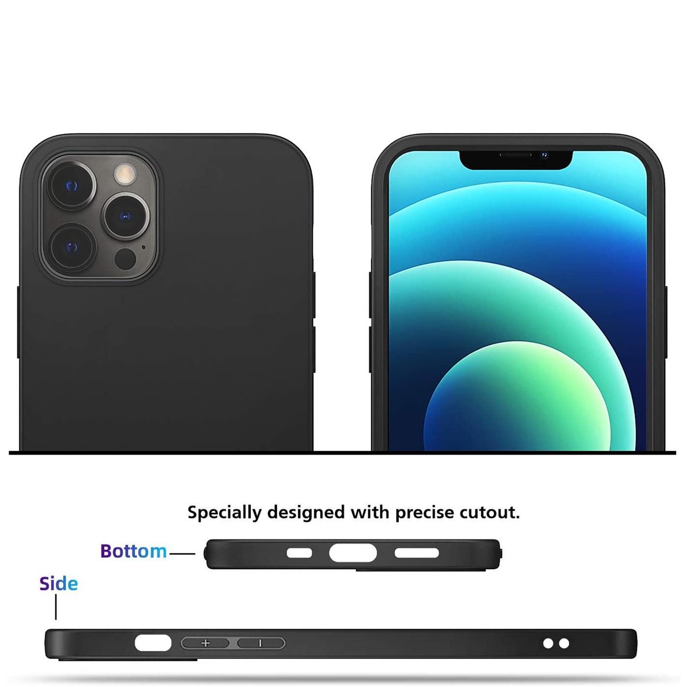 CoolGadget Handyhülle Handy Schutzhülle für Apple iPhone 12 / 12 Pro matt schwarz 6,1 Zoll, Silikon TPU Hülle Schutz Tasche Cover schlicht Slim Case – Bild 4 von 5