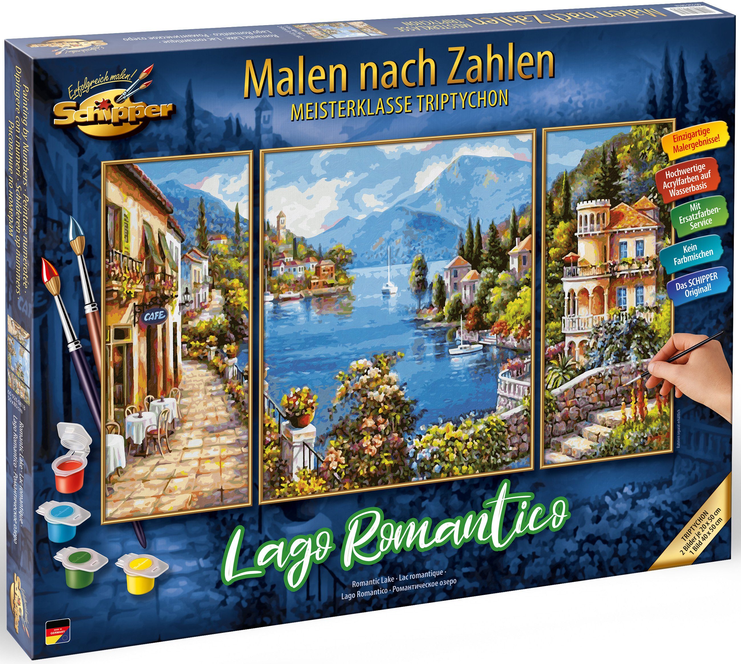 Schipper Malen nach Zahlen Meisterklasse Triptychon - Lago Romantico, Made in Germany