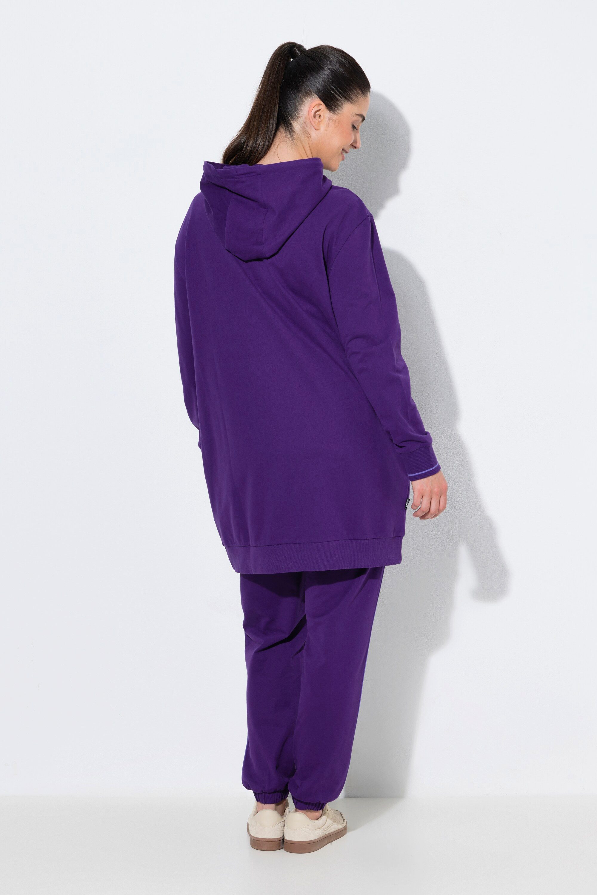 Ulla Popken Sweatjacke Sweatjacke Zierpaspel Oversized Kapuze
