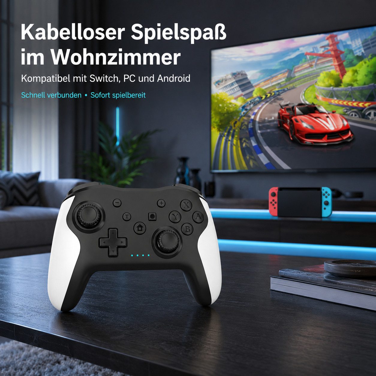 Tekoo Gaming Controller mit Dual-Vibration & Gyro für Switch & PC Controller