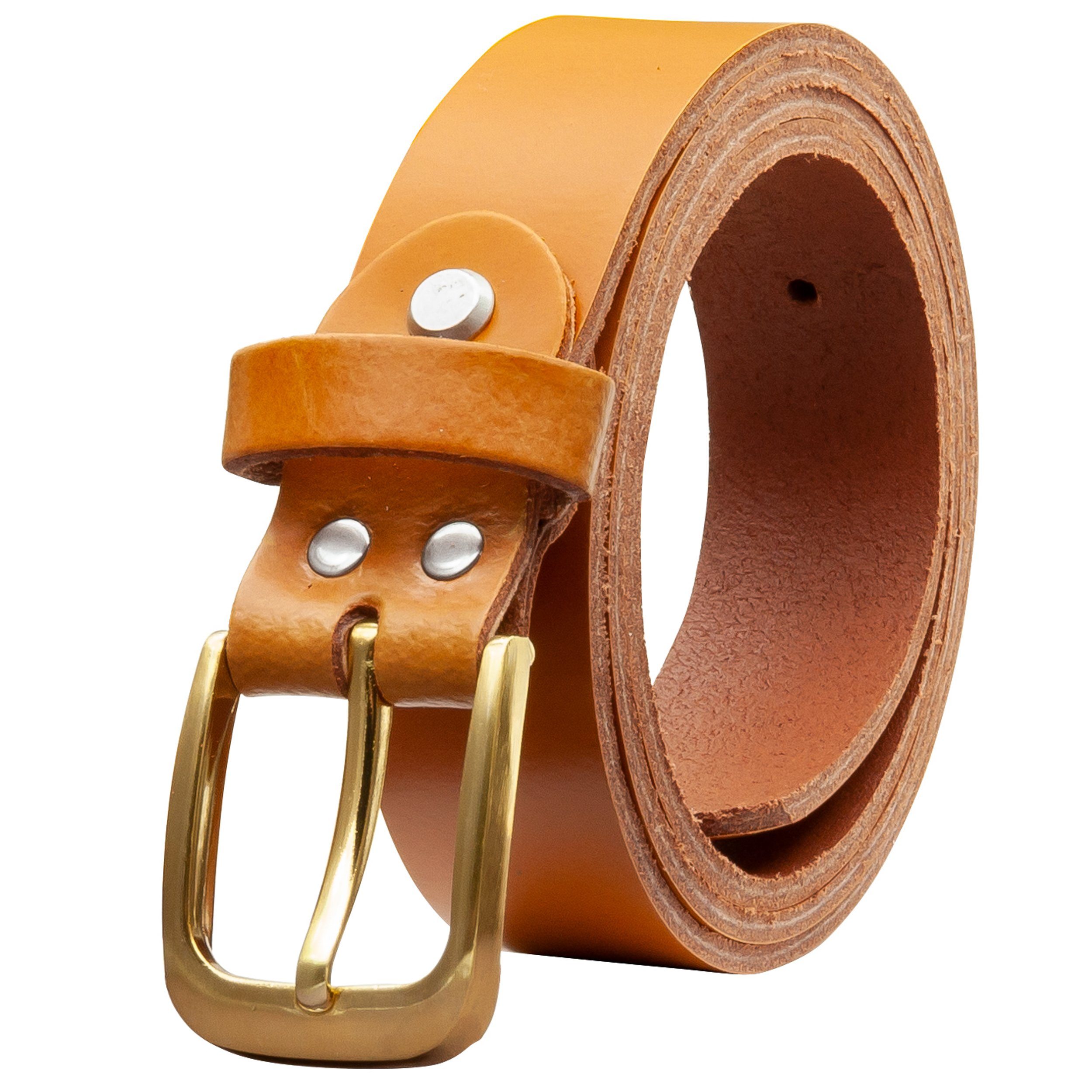 COLOGNEBELT Ledergürtel OM316-PL-Cognac MADE IN GERMANY, Cognac Kürzbar, 100 % Echtleder, Aus einem Stück, Unisex