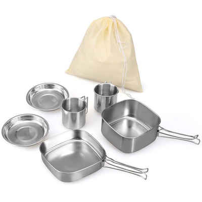 Atäsi Topf-Set Camping Kochgeschirr Kit, 6 Stück Edelstahl Kochgeschirr, (6-tlg)