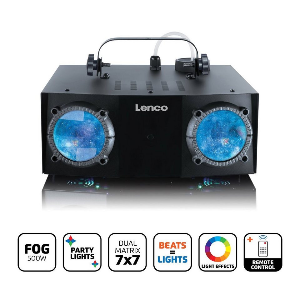 Lenco LFM-110BK - 2-in-1 Partymaschine Boombox, Integriertes  Lichtshow-Programm im Auto- und Musikmodus