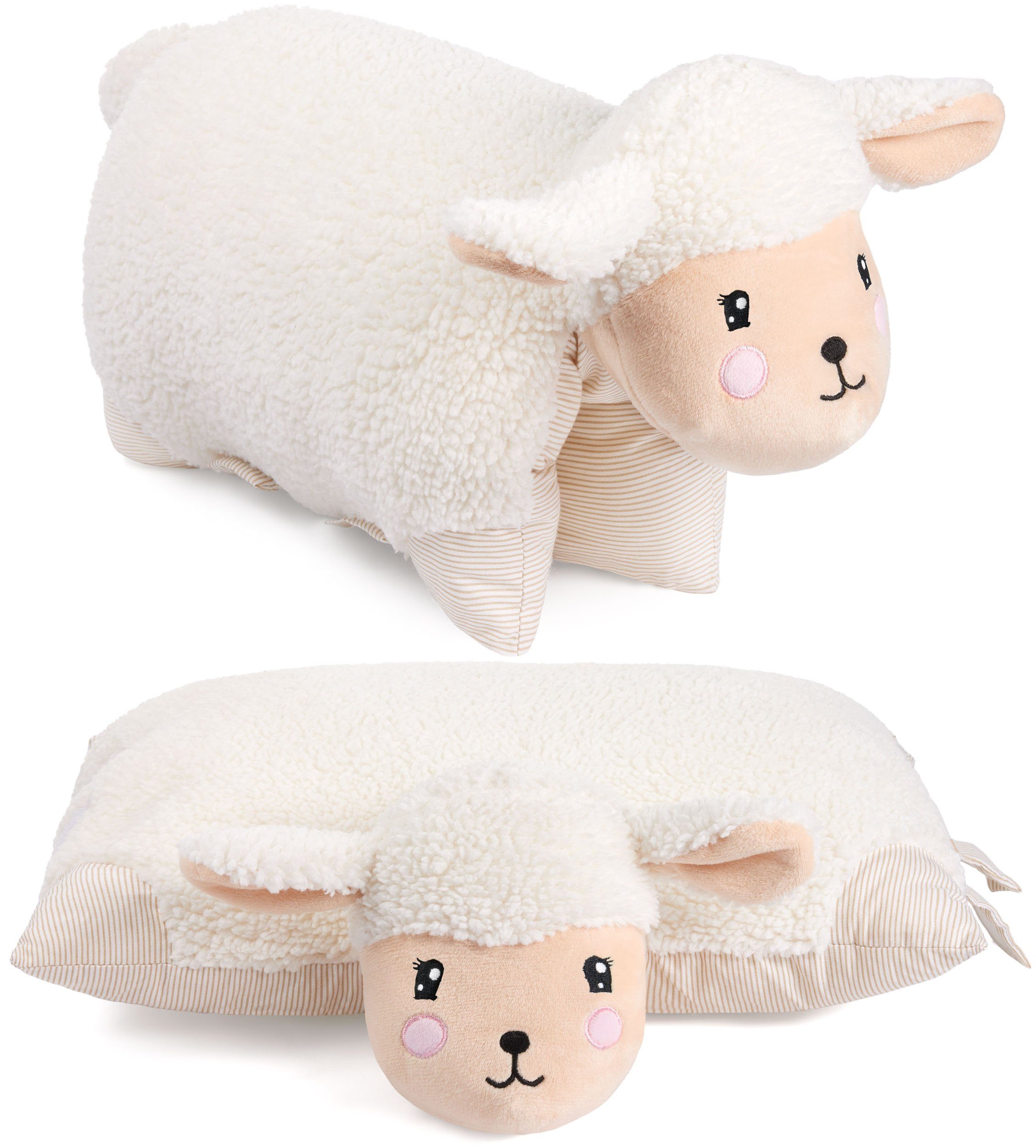 BRUBAKER Kuscheltier Kissen - Schaf - 2 in 1 Plüschtier und Kuschelkissen - günstig online kaufen