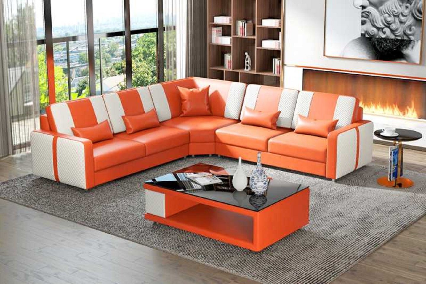 JVmoebel Ecksofa Design Eckgarnitur Ecksofa L Form Couch Sofa Modern Eckcouch, 3 Teile, Made in Europe Orange