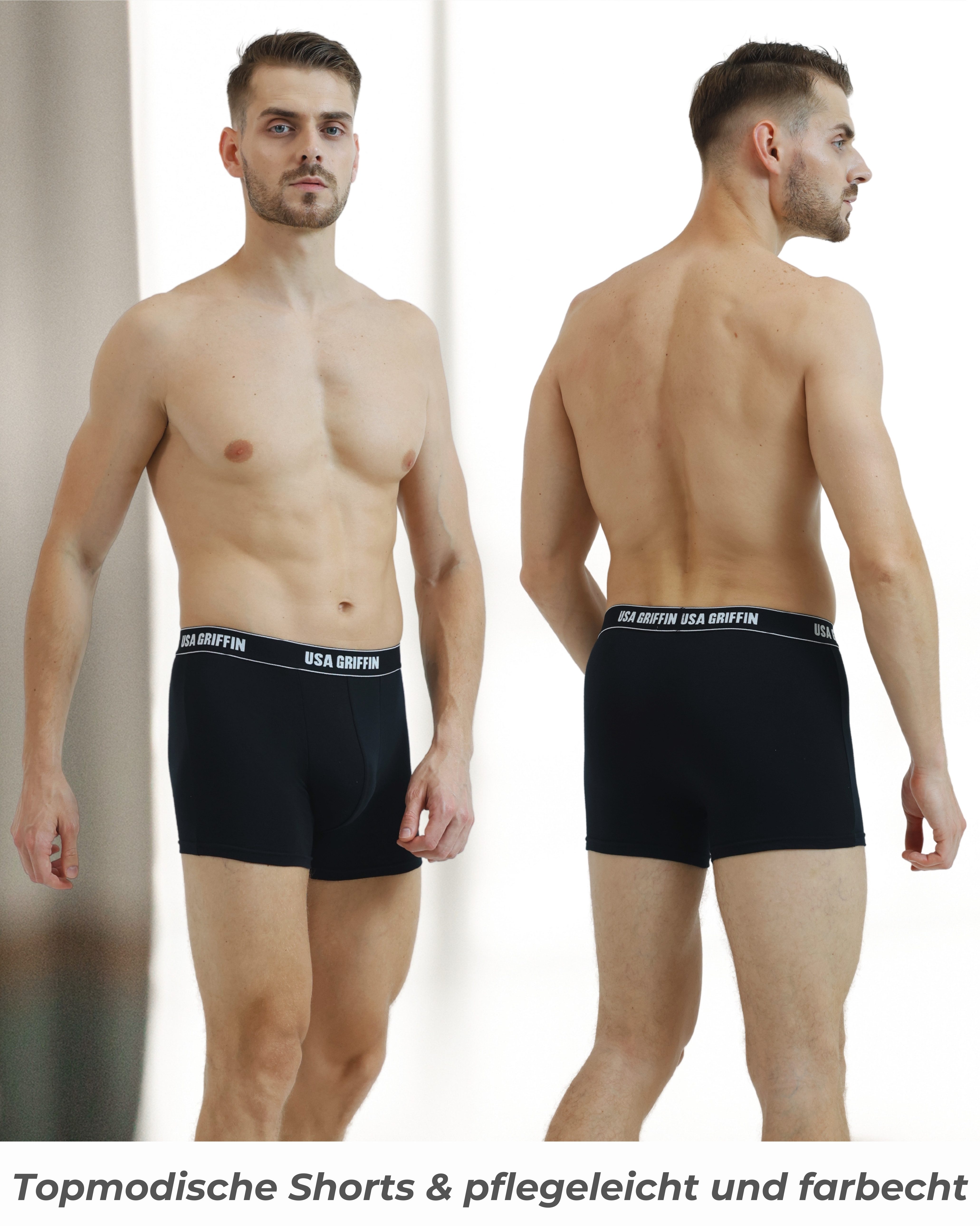 USA Griffin Boxershorts Herren Unterhosen (SET, 3er Pack) Stretchmaterial – Bild 4 von 5